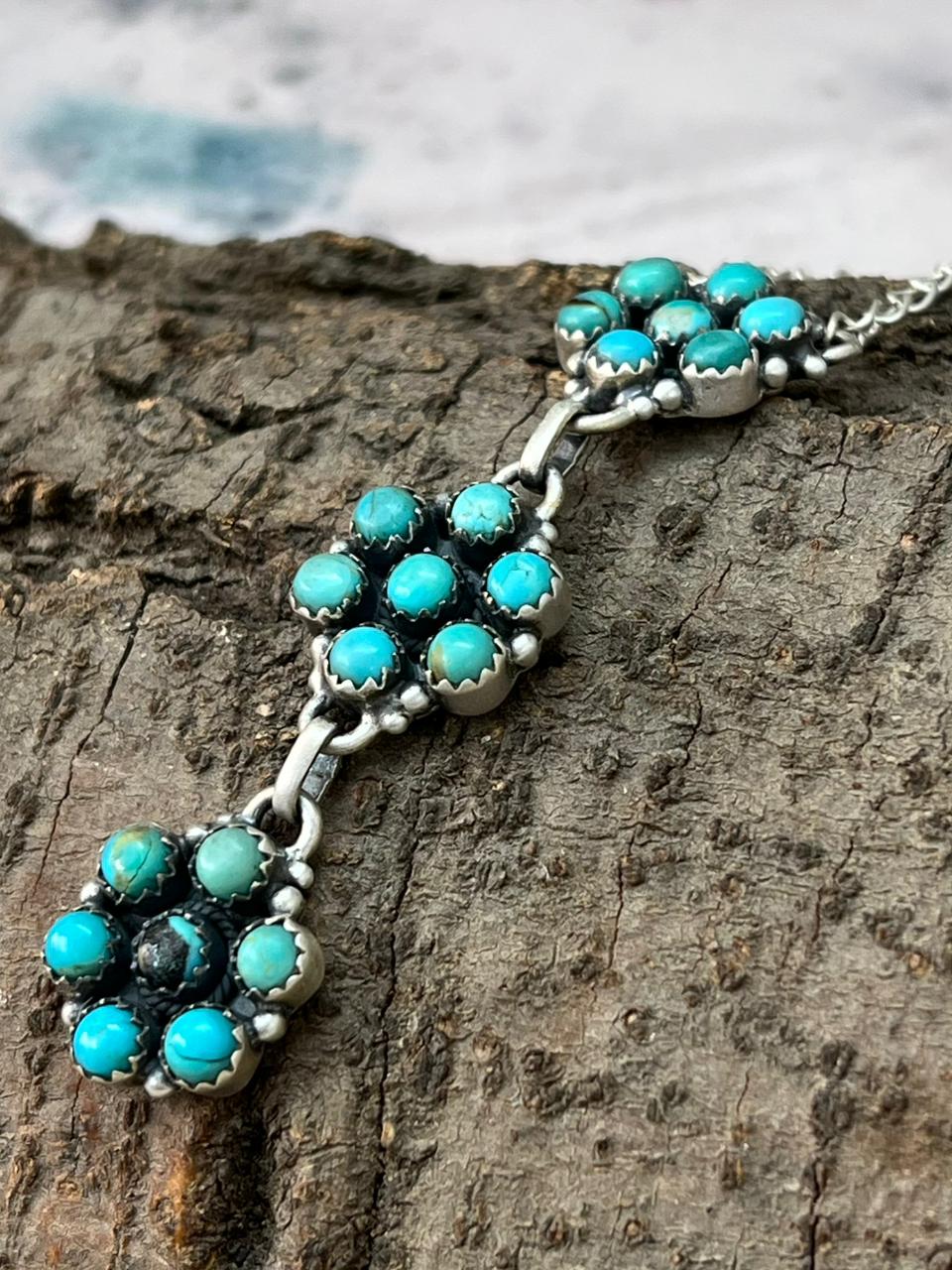 Handmade Sterling Silver Kingman Turquoise Necklace "Signed Nizhoni"