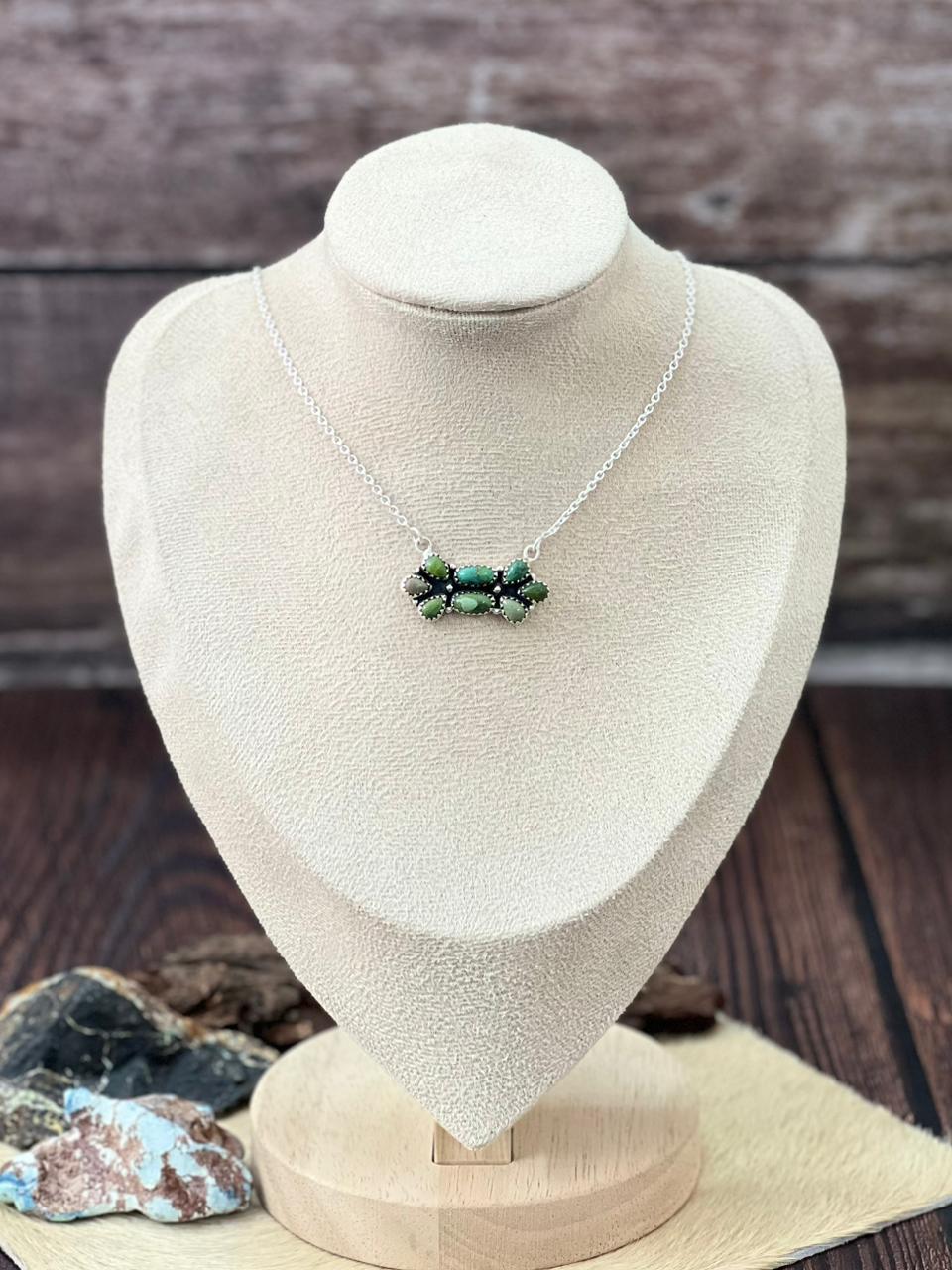 Handmade Sterling Silver Kingman Turquoise Necklace "Signed Nizhoni"