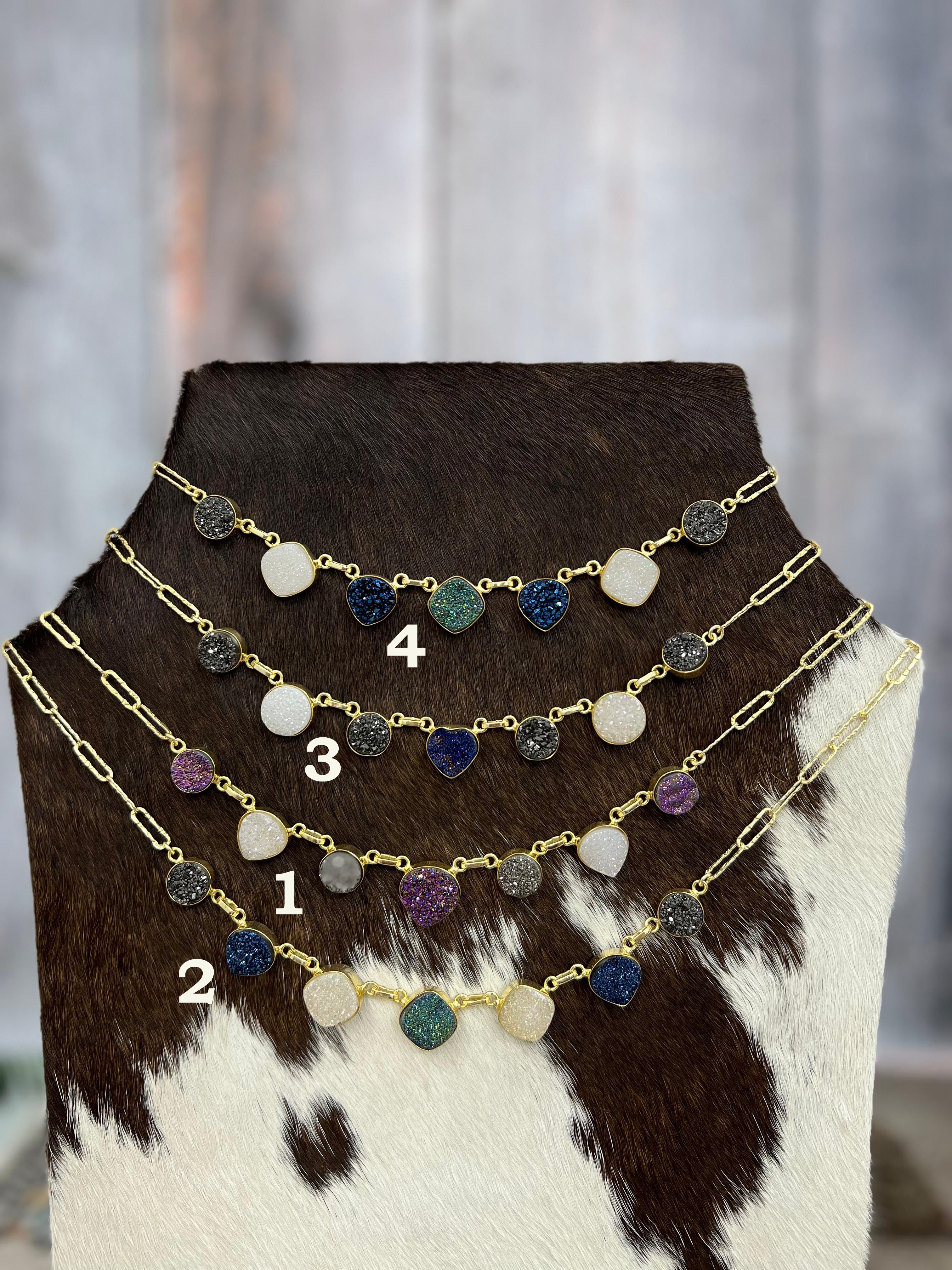 “The Boho Collection” Handmade Natural Druzy Necklace