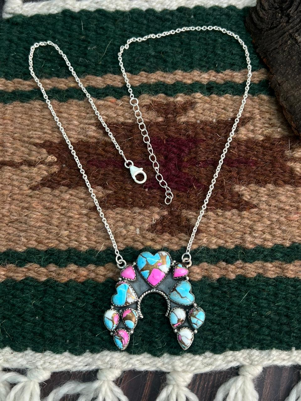 "Heart Collection" Handmade Sterling Silver Cotton Candy Necklace "Signed Nizhoni"