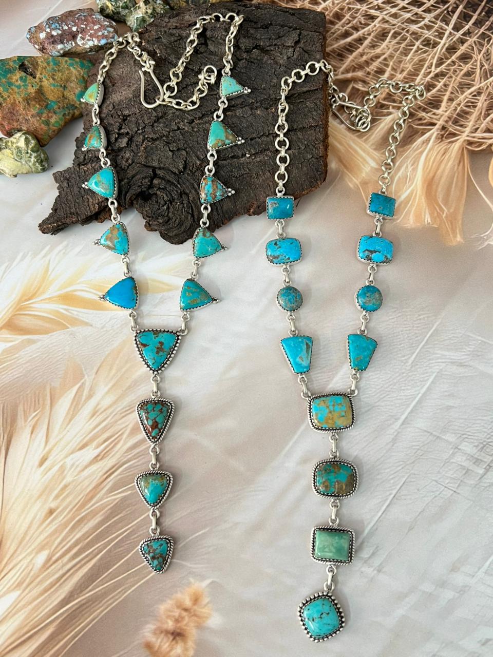 Handmade Sterling Silver Blue Turquoise Necklace "Signed Nizhoni"