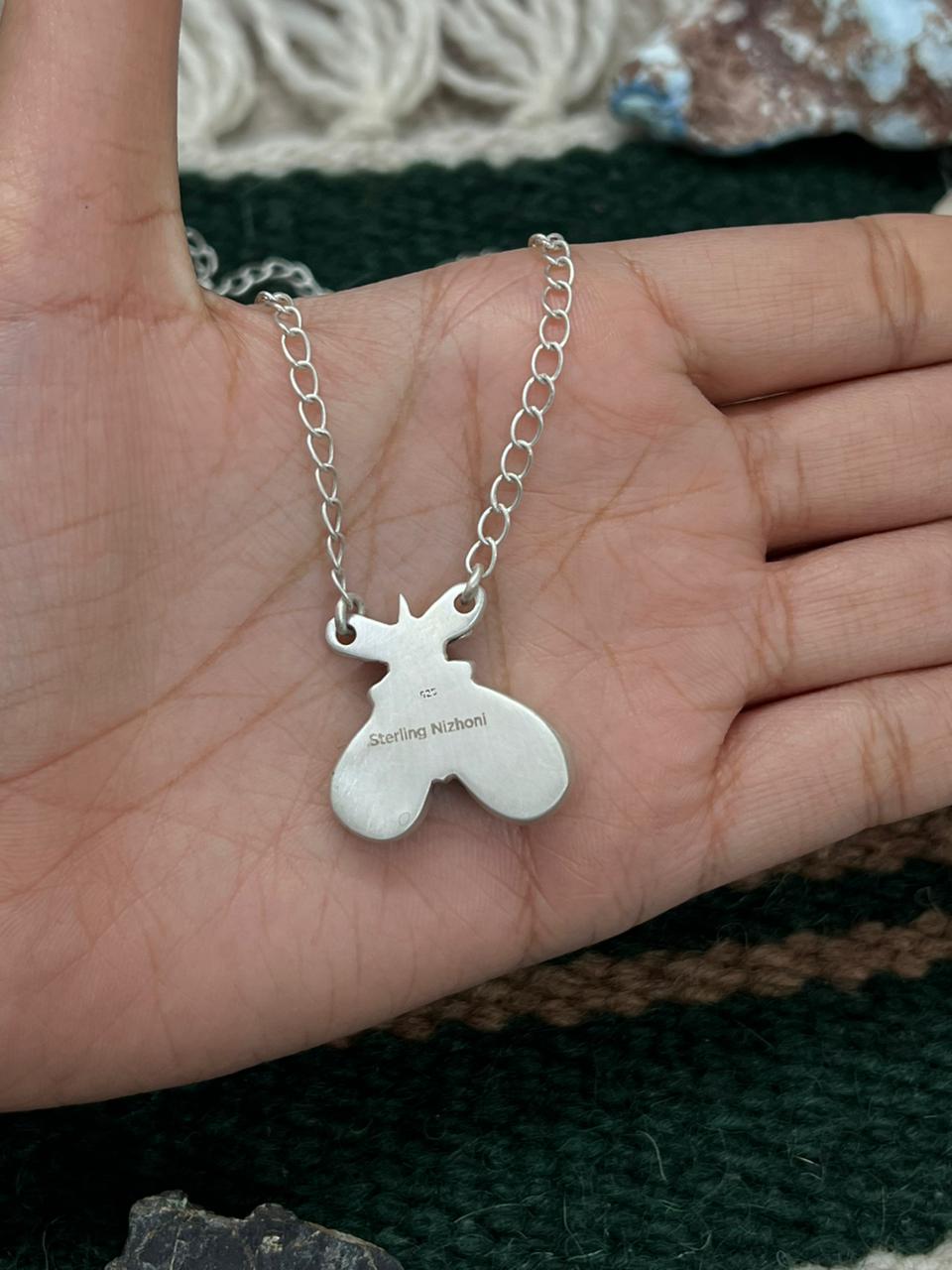 Handmade Sterling Silver Sonoran Mountain Turquoise Necklace "Signed Nizhoni"