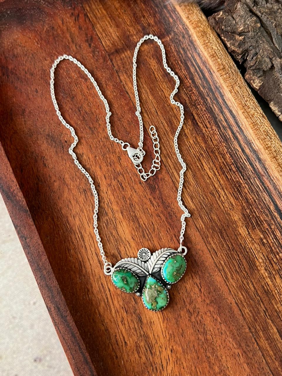 Handmade Sterling Silver Sonoran Mountain Turquoise Necklace "Signed Nizhoni"