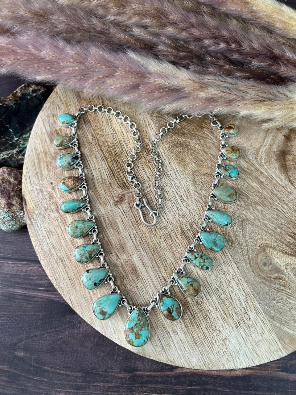 Handmade Sterling Silver Baja Turquoise Collection: Necklace "Signed Nizhoni"