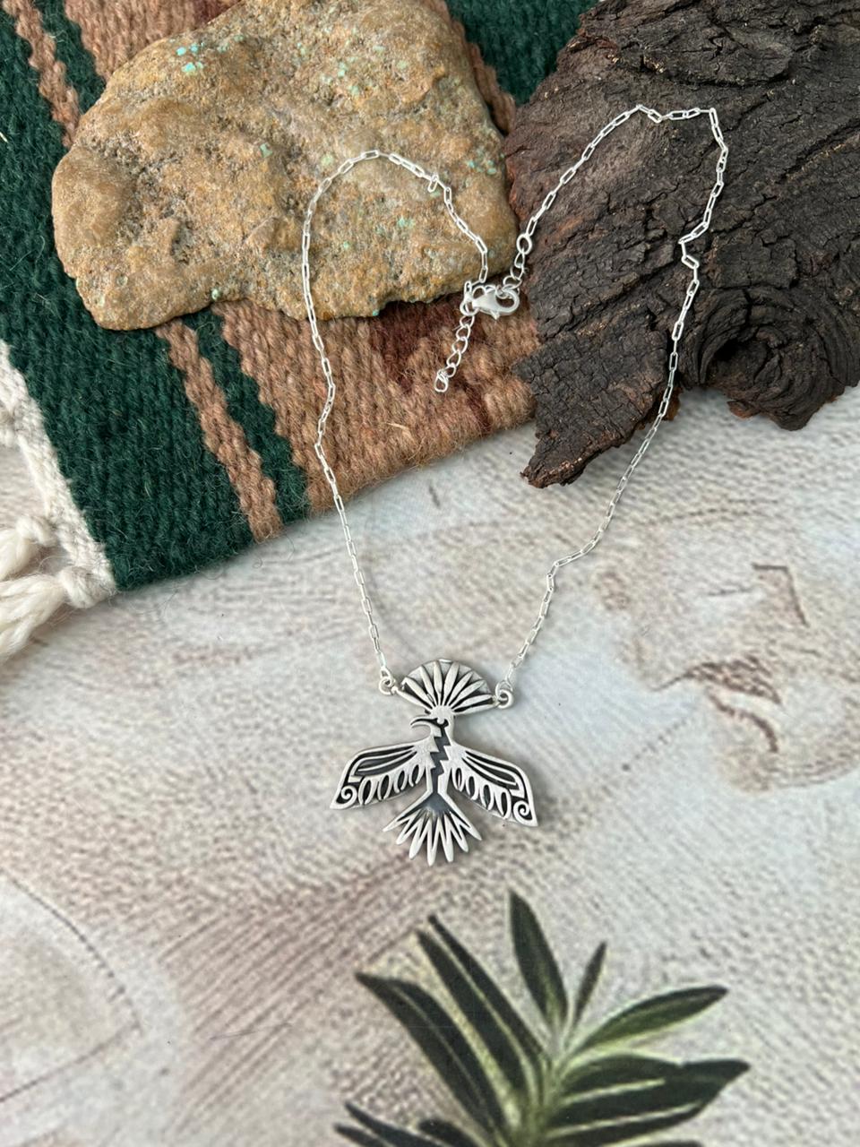 Handmade Sterling Silver Thunderbird Necklace "Signed Nizhoni"