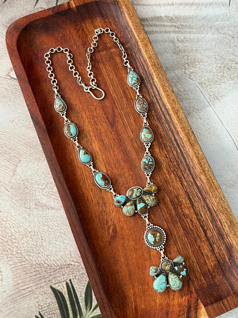 Handmade Sterling Silver Number 8 Turquoise Necklace "Signed Nizhoni"