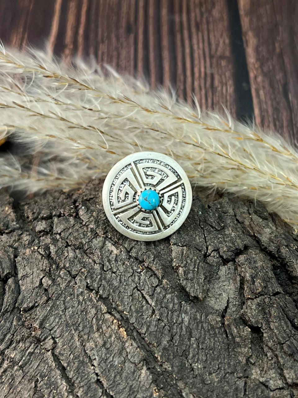 Handmade Sterling Silver Kingman Turquoise Adjustable Ring "Signed Nizhoni"