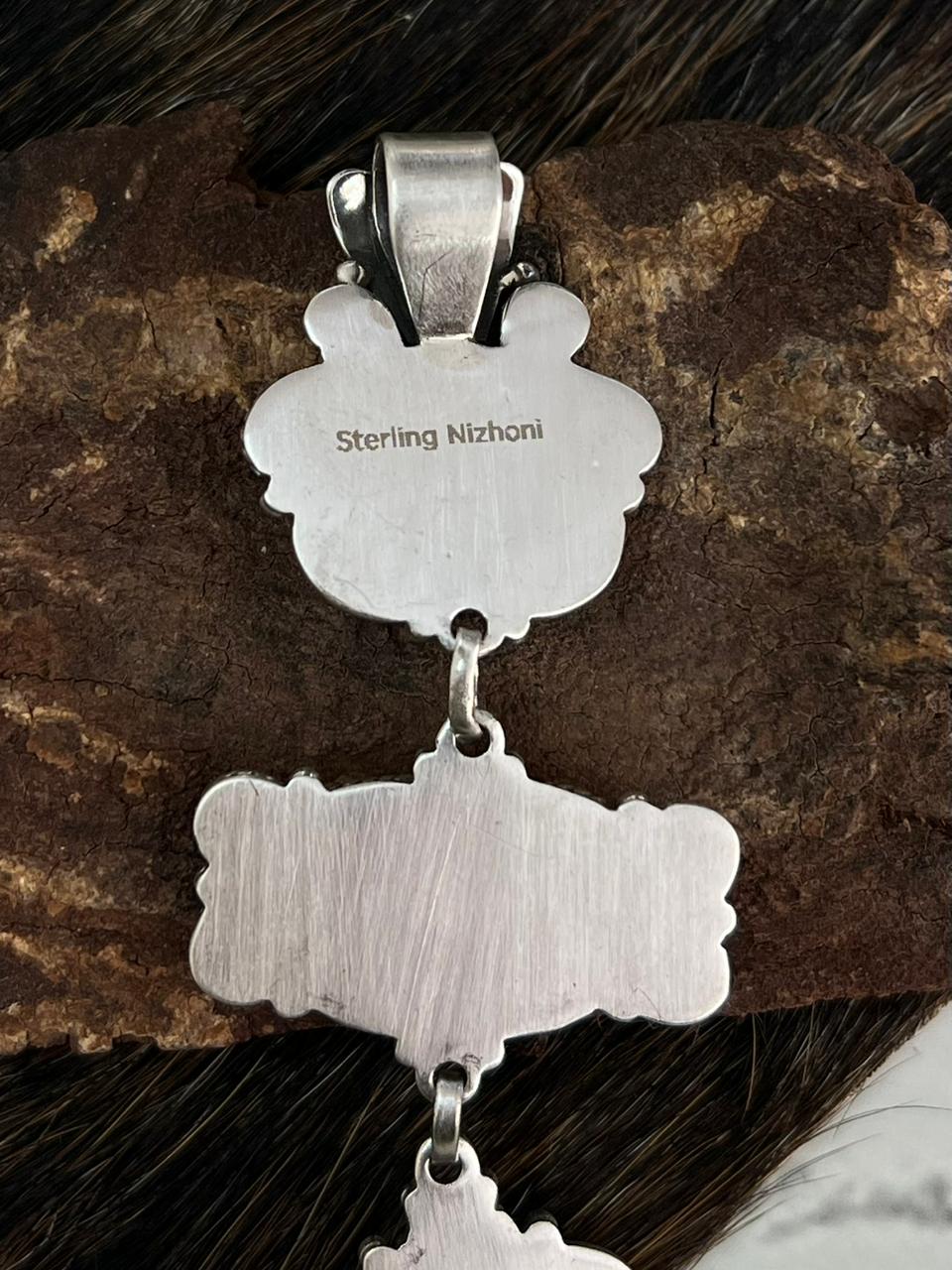 Handmade Sterling Silver Multi Stone Pendant "Signed Nizhoni"