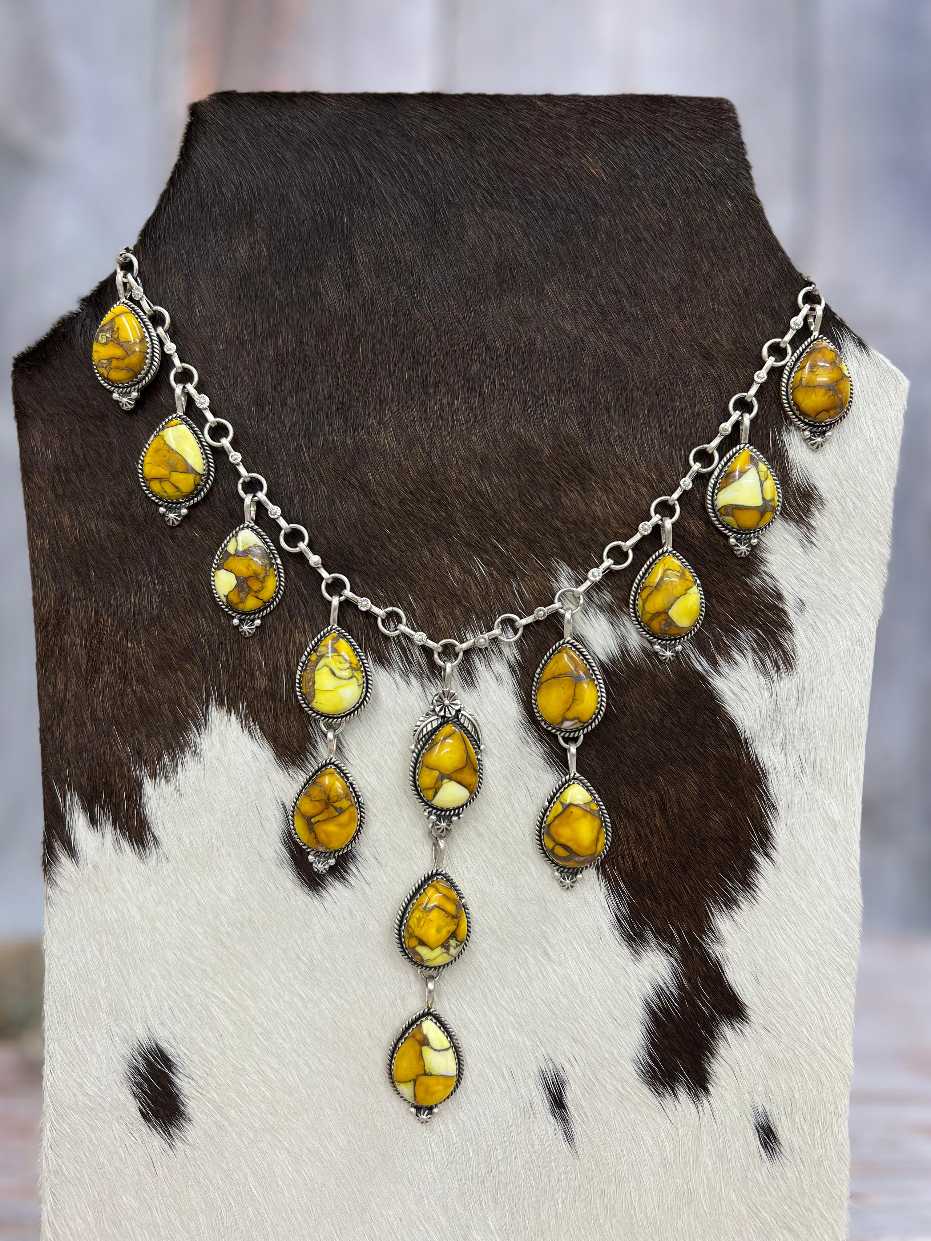 Handmade Sterling Silver Multi Stone Necklace, Signed Nizhoni