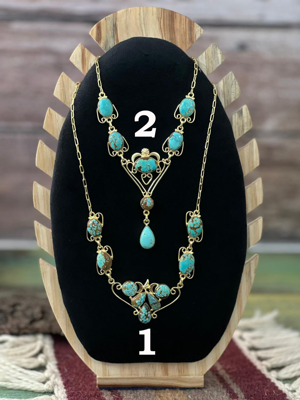 “The Golden Collection” Handmade Number 8 Turquoise with Gold Drop Necklace