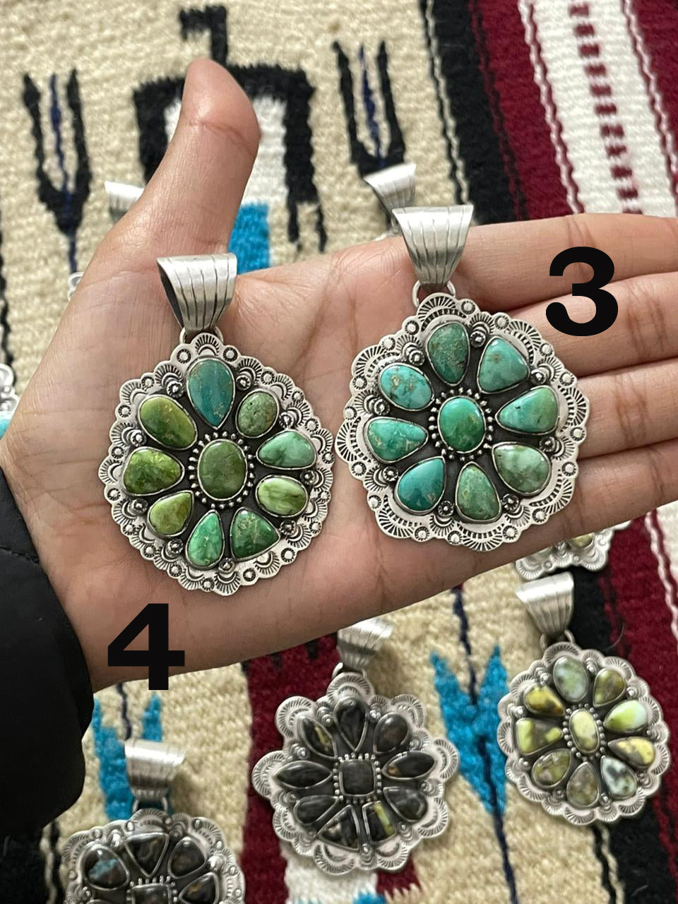 Handmade Sterling Silver Multi Stone Pendant "Signed Nizhoni"