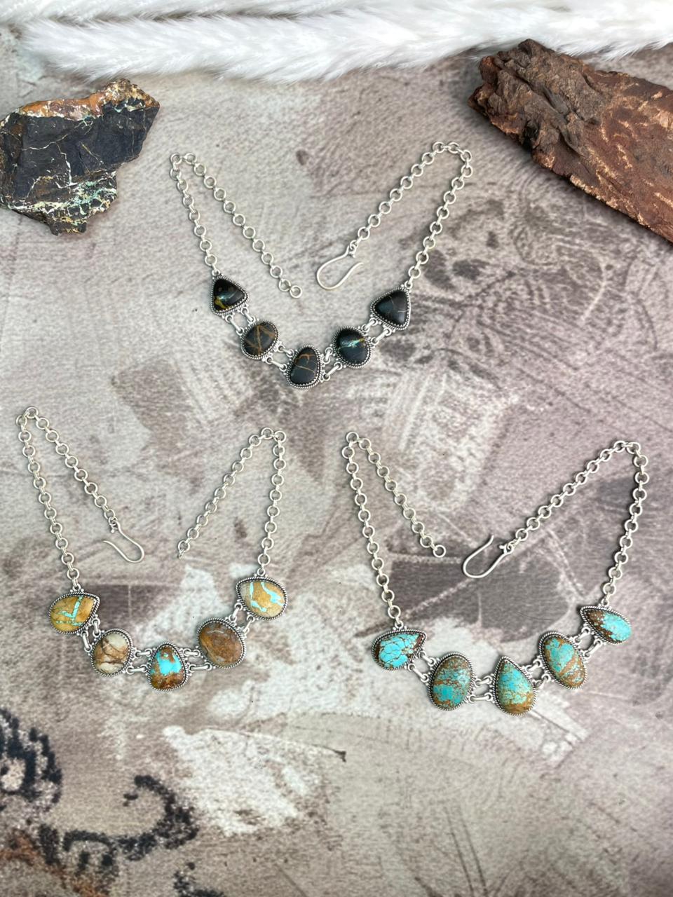 Handmade Sterling Silver Multi Stone Choker Necklace "Signed Nizhoni"