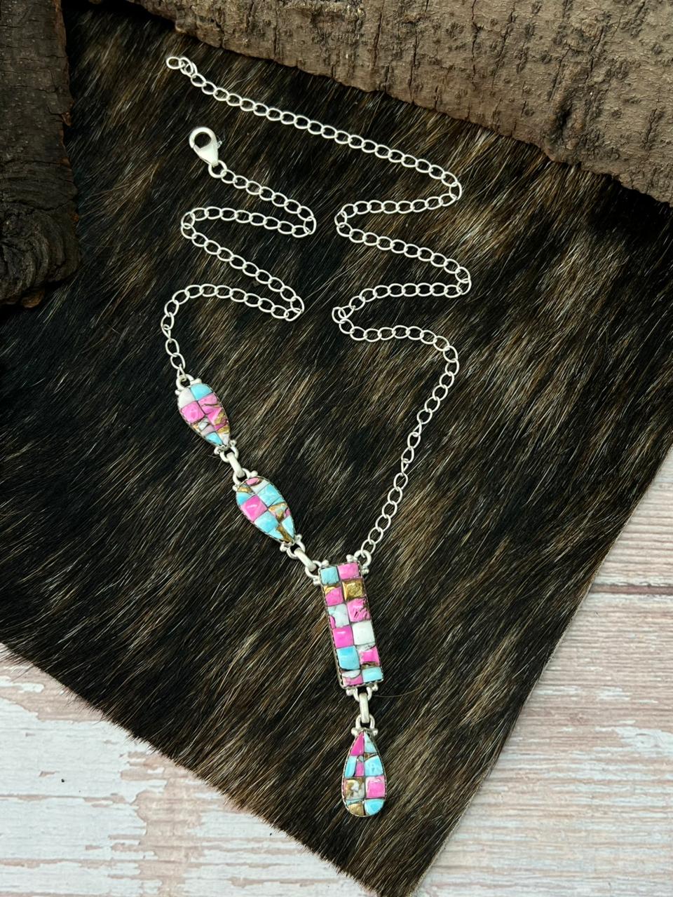 Handmade Sterling Silver Cotton Candy Necklace "Signed Nizhoni"