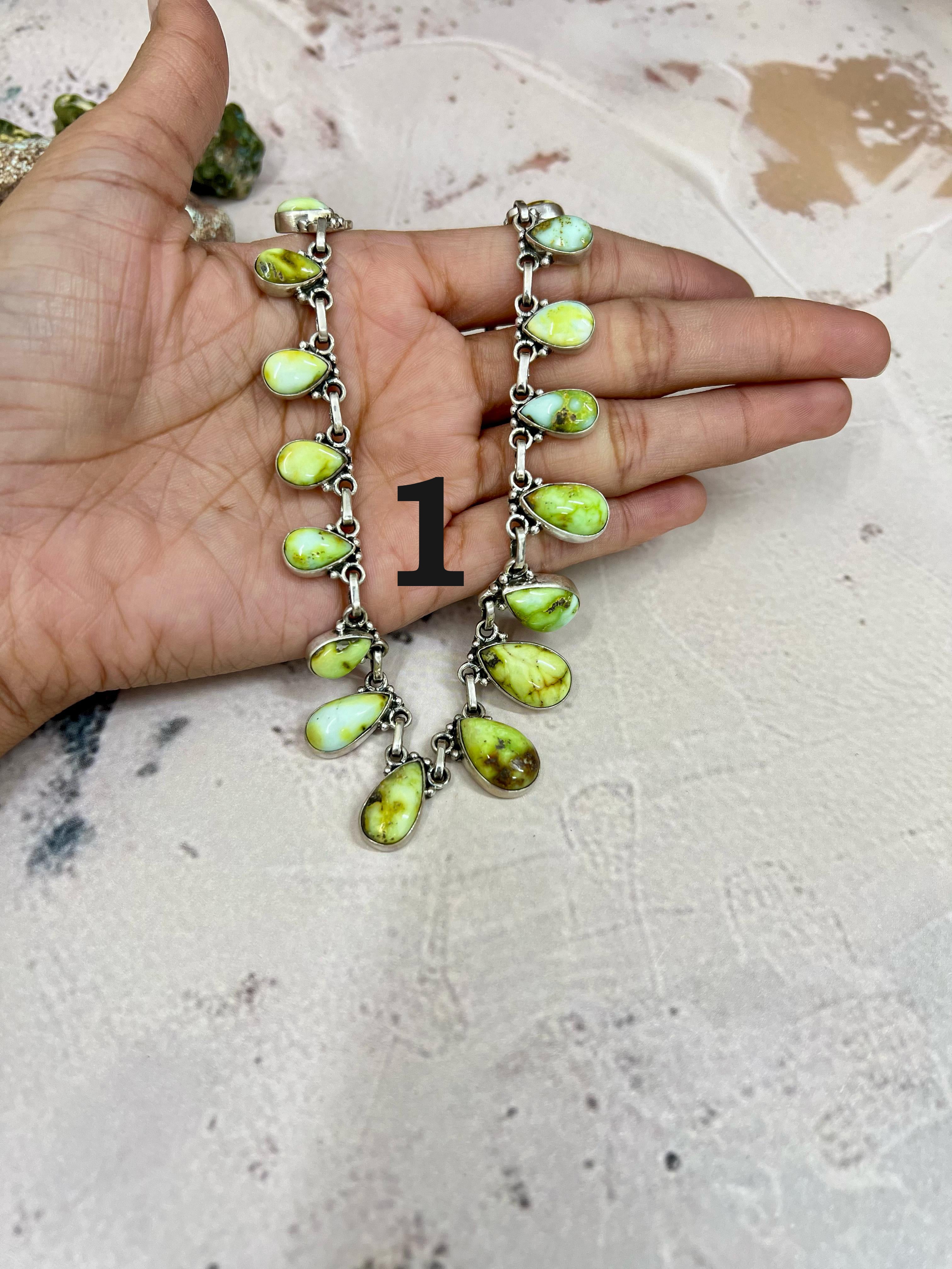 Handmade Sterling Silver Palomino Turquoise Necklace with Signed Nizhoni