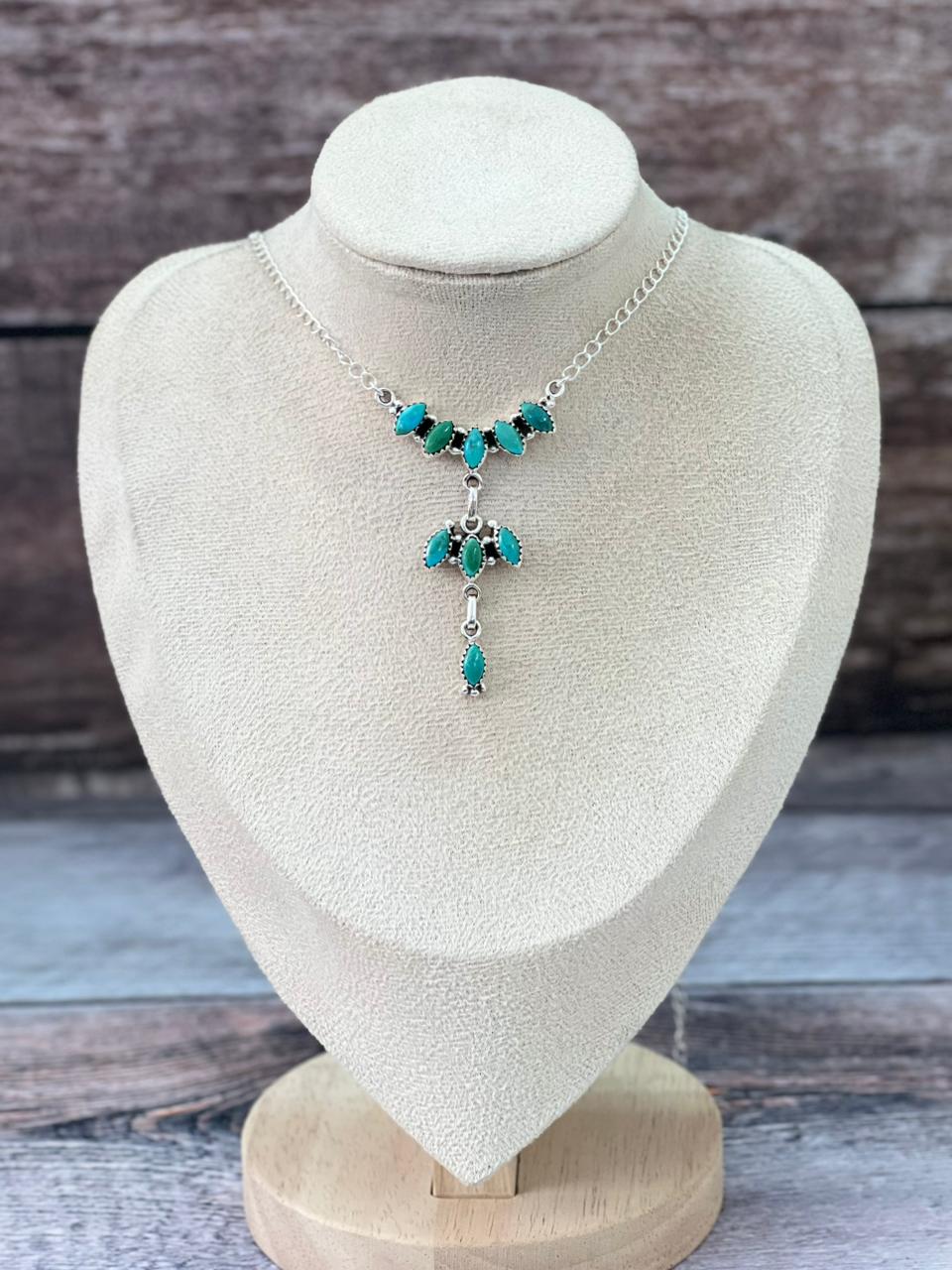 Handmade Sterling Silver Kingman Turquoise Necklace "Signed Nizhoni"