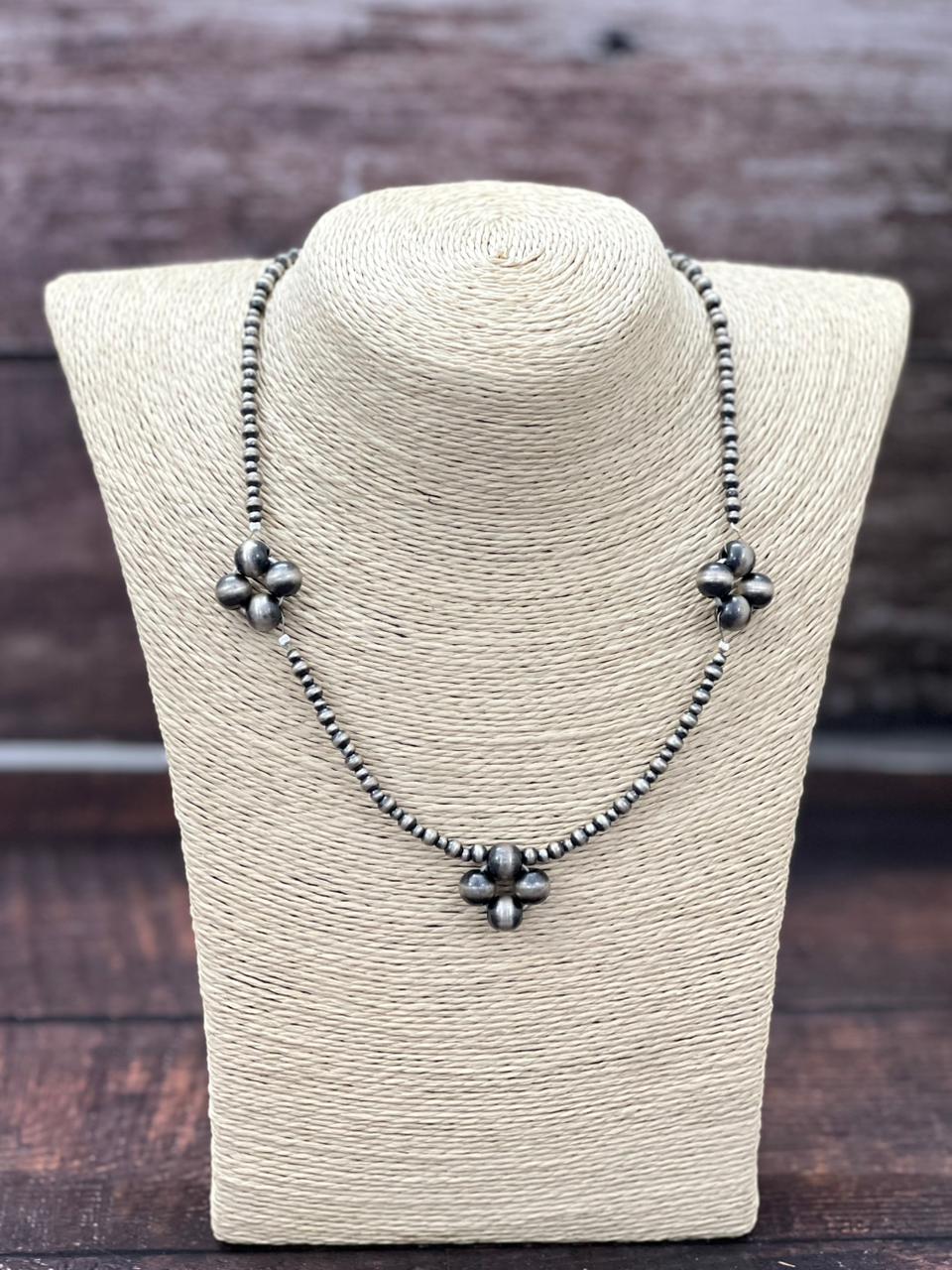 Handmade Sterling Silver Beaded Necklace "Signed Nizhoni" (8)