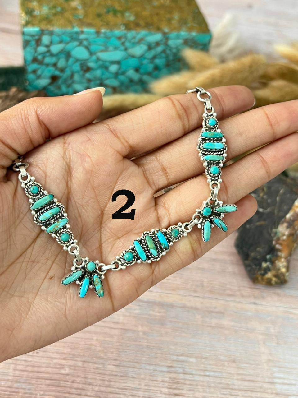 Handmade Sterling Silver Kingman Turquoise Choker Necklace "Signed Nizhoni"