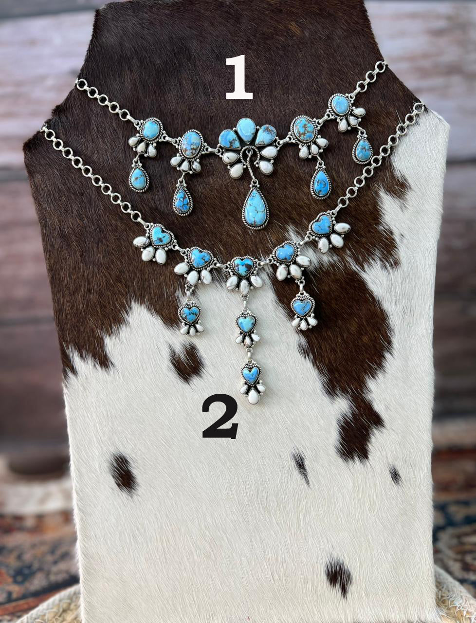 Handmade Sterling Silver Golden Hills with White Collection Choker Necklace "Signed Nizhoni"