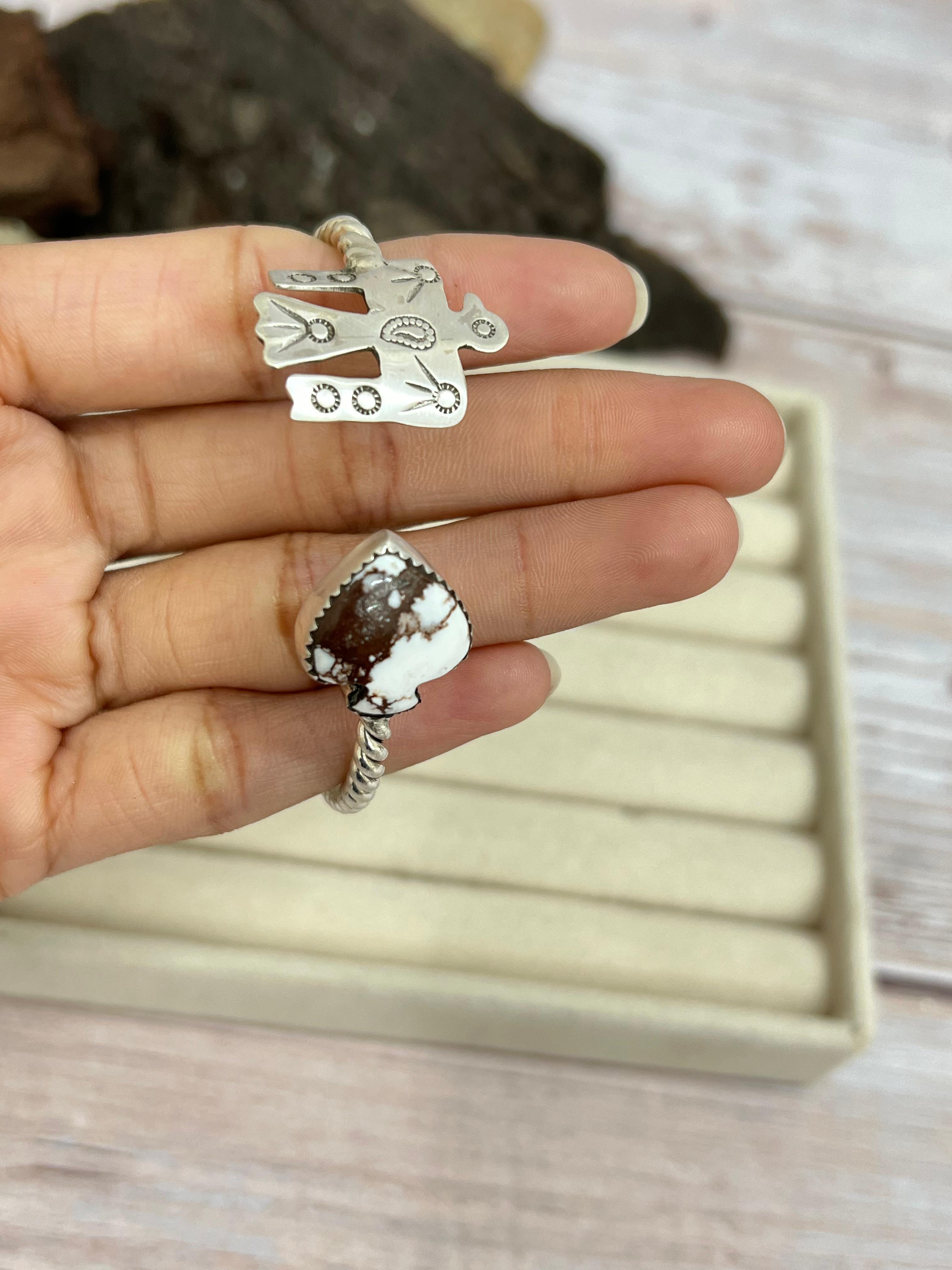 Handmade Sterling Silver Multi Stone Cuff Bracelet with Signed Nizhoni