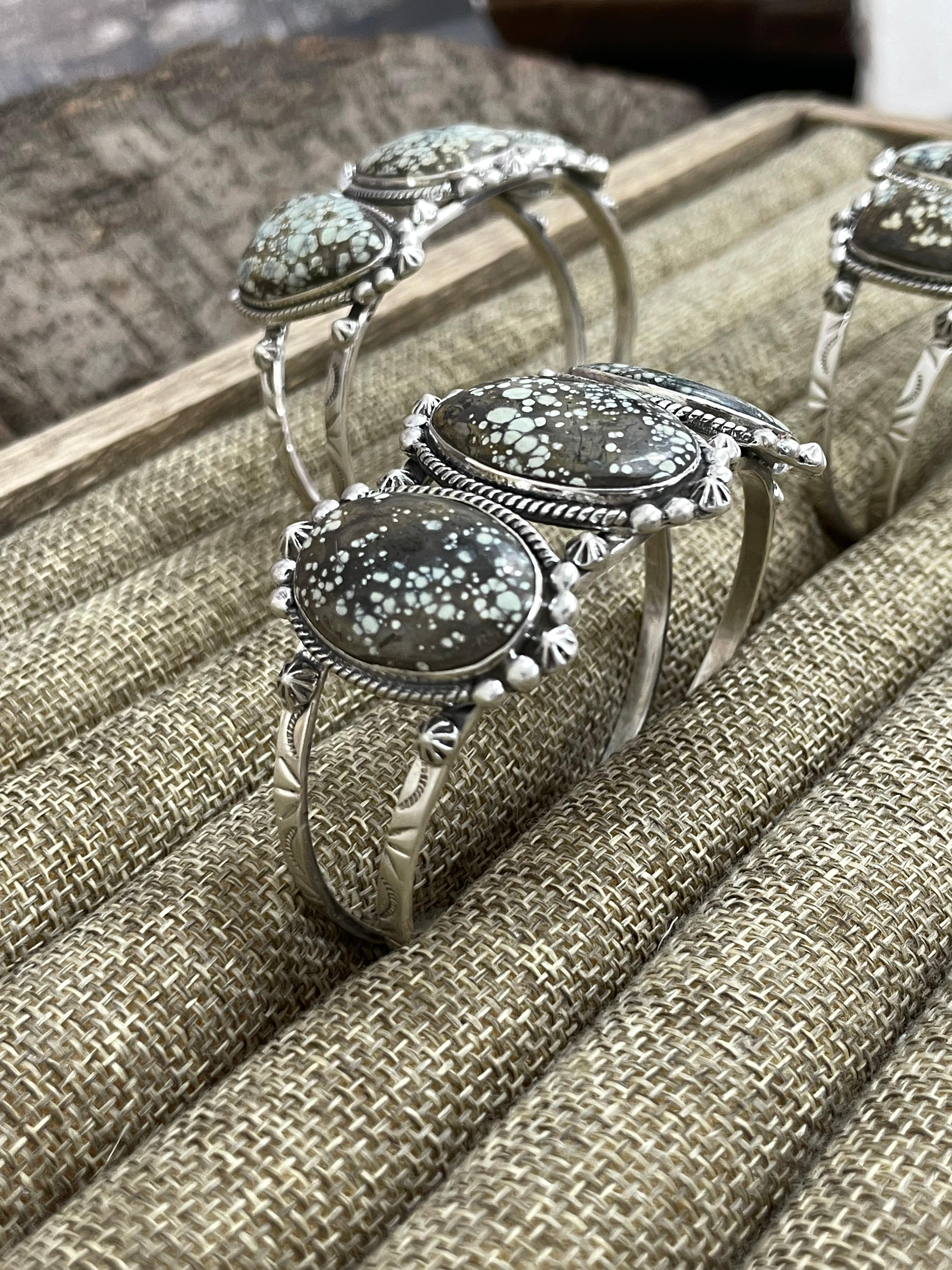 Handmade Sterling Silver Starfox Variscite Bracelet Signed Nizhoni