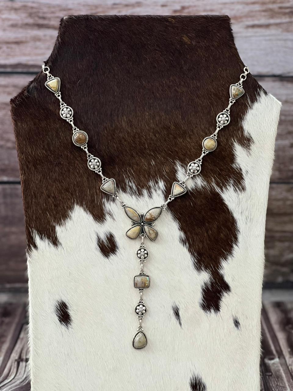 Handmade Sterling Silver Multi Stone Necklace "Signed Nizhoni"