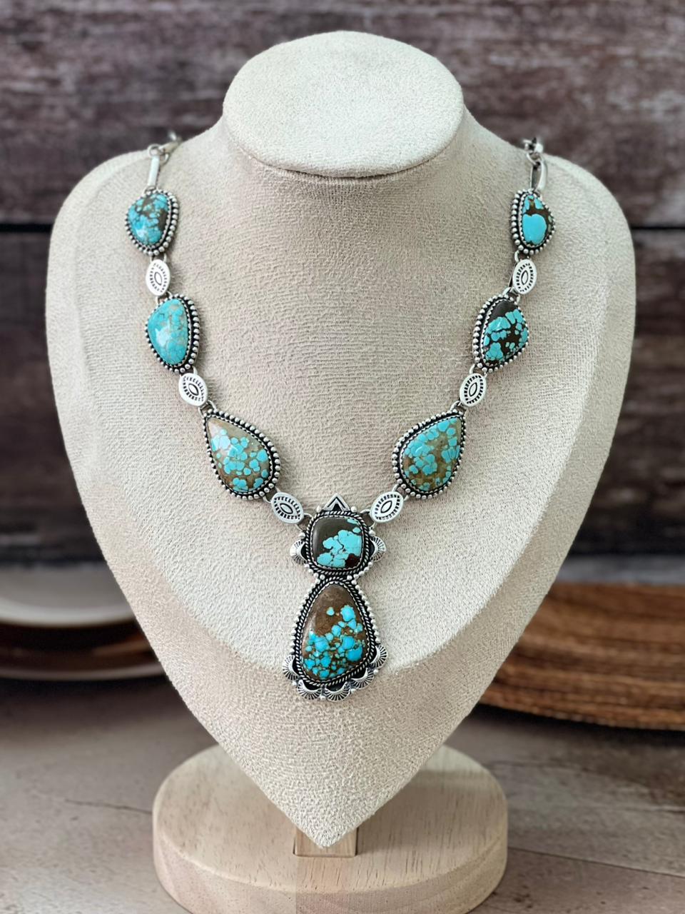 Handmade Sterling Silver Multi Stone Necklace "Signed Nizhoni"