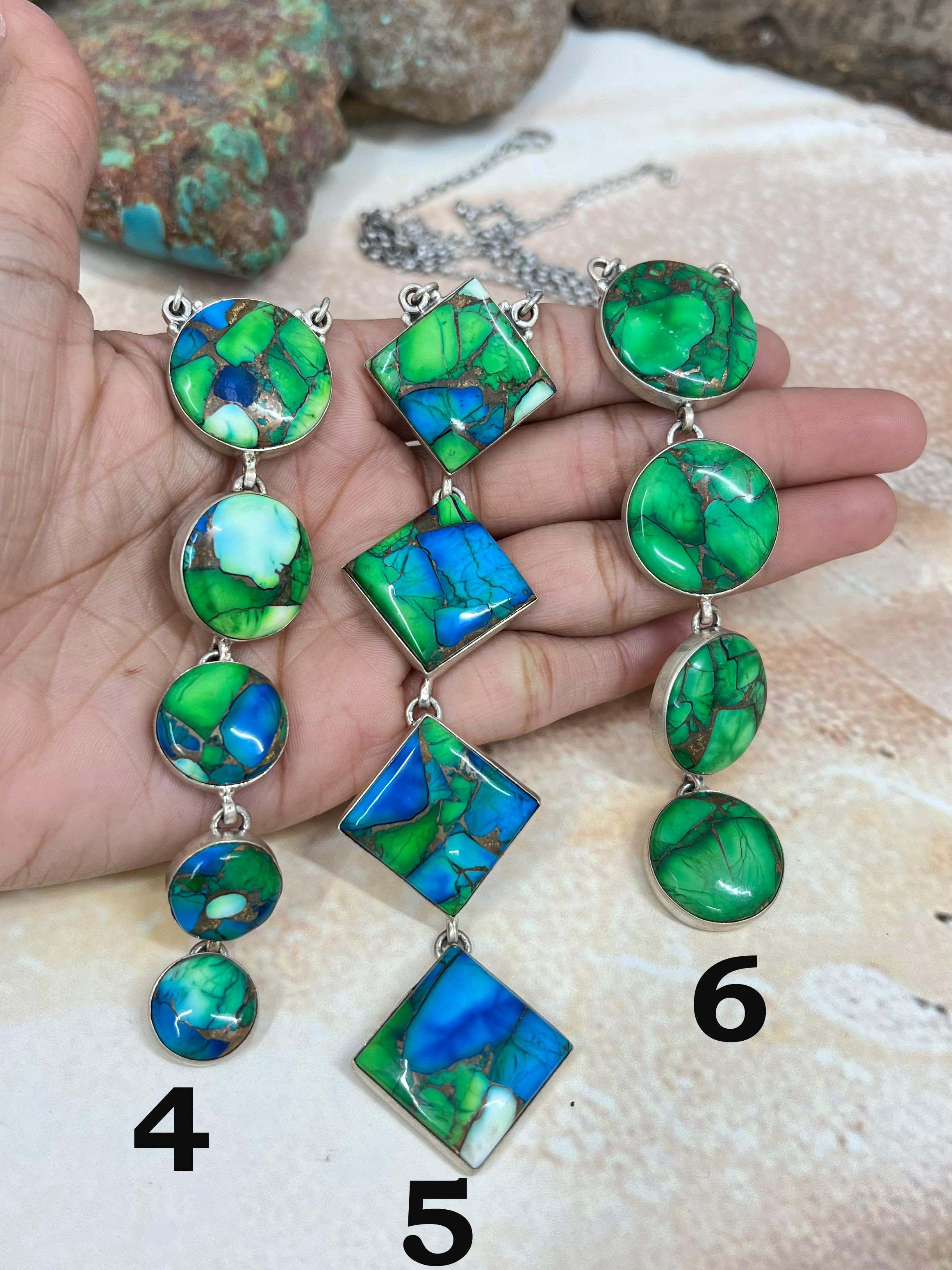 Handmade Sterling Silver Peacock Dahlia Necklace with Signed Nizhoni