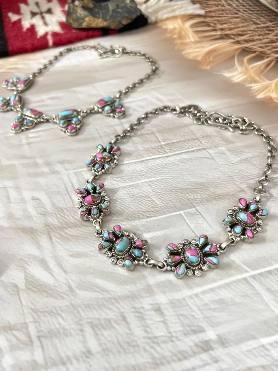 Handmade Sterling Silver Cotton Candy Necklace "Signed Nizhoni"