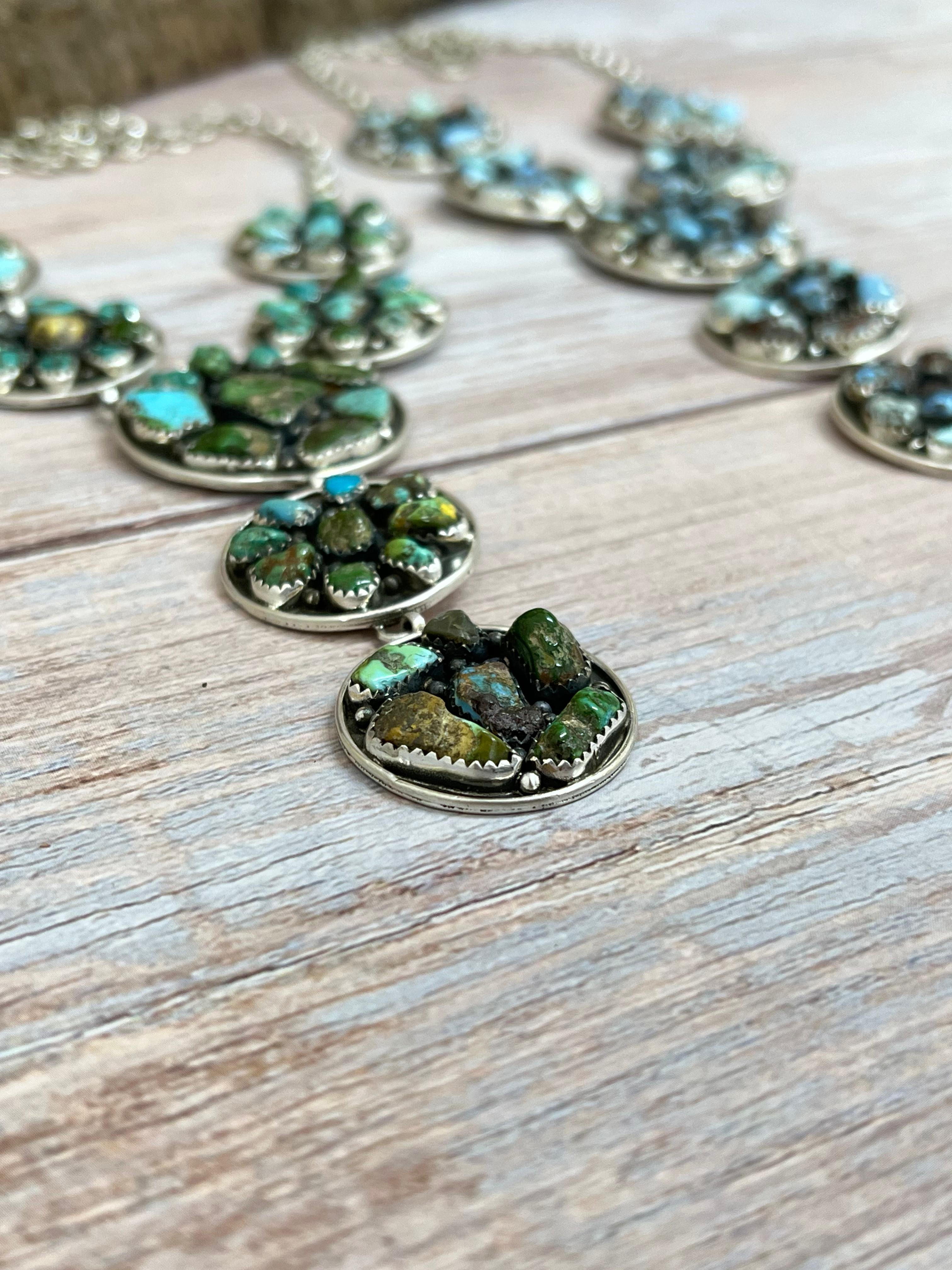 Handmade Sterling Silver Golden Hill Turquoise, Sonoran Mountain Turquoise Necklace, Signed Nizhoni