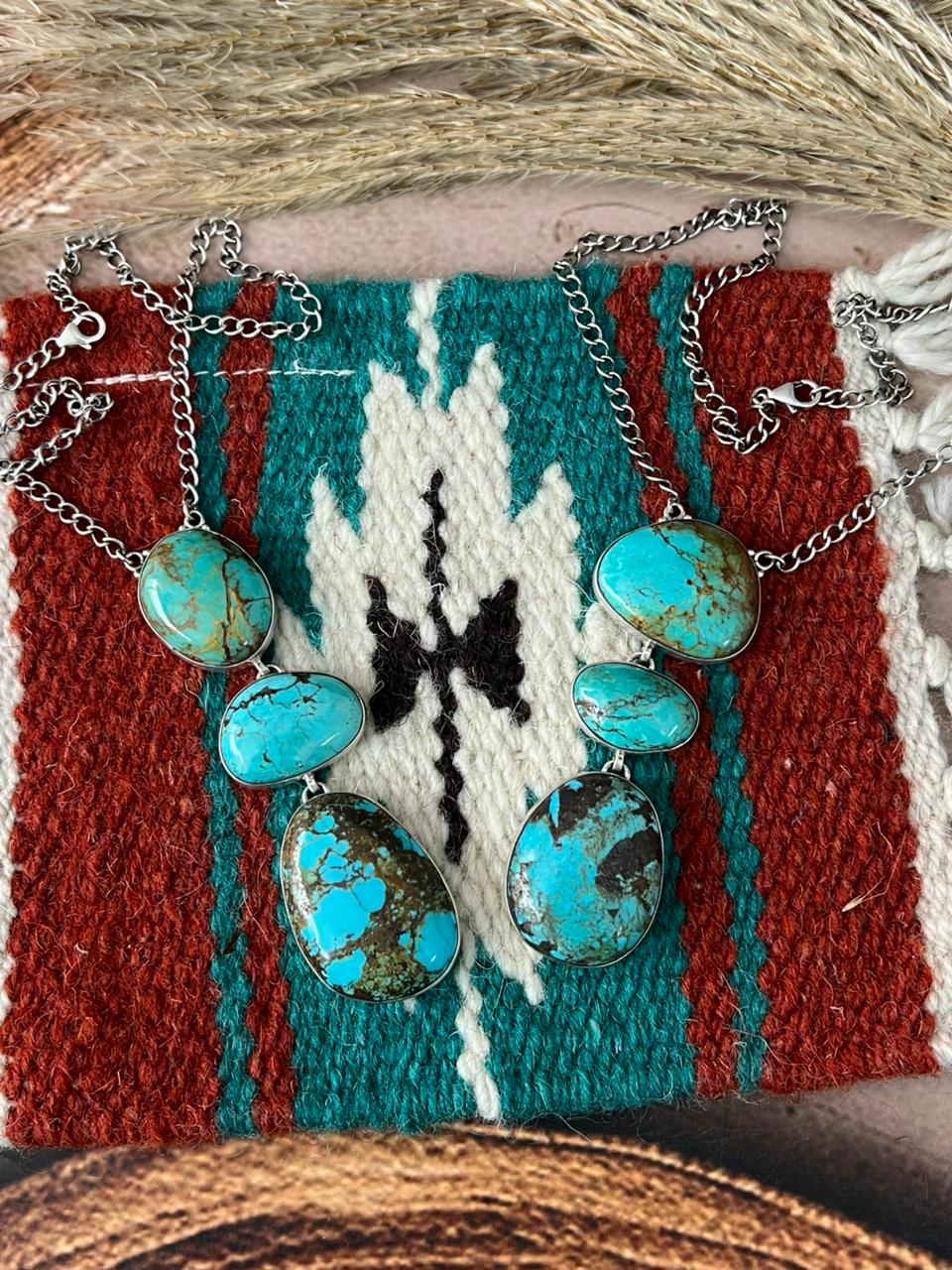 Handmade Sterling Silver Royston Turquoise Necklace "Signed Nizhoni"