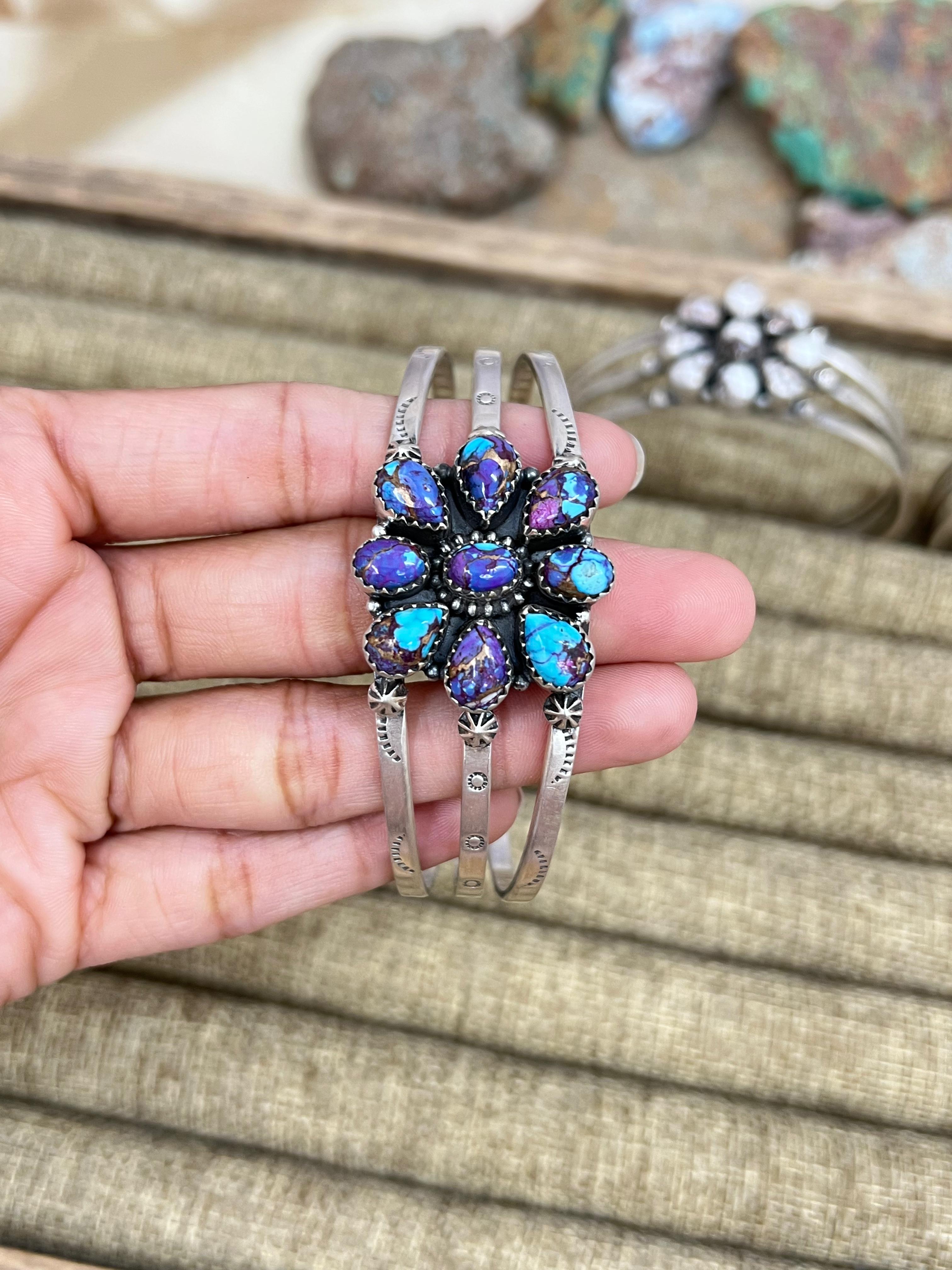 Handmade Sterling Silver Multi Stones Bracelet with Signed Nizhoni (5)