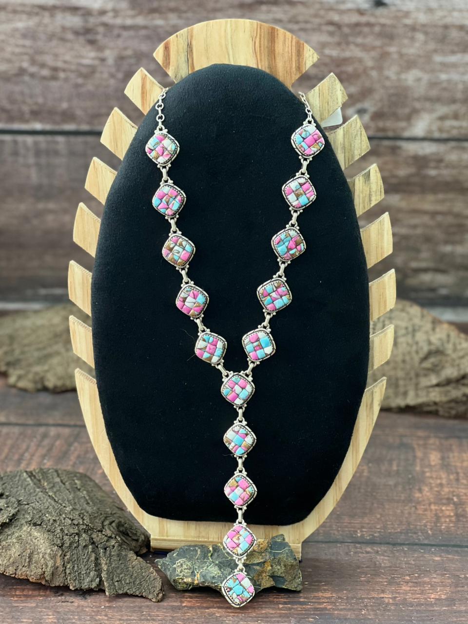 Handmade Sterling Silver Cotton Candy Necklace "Signed Nizhoni"