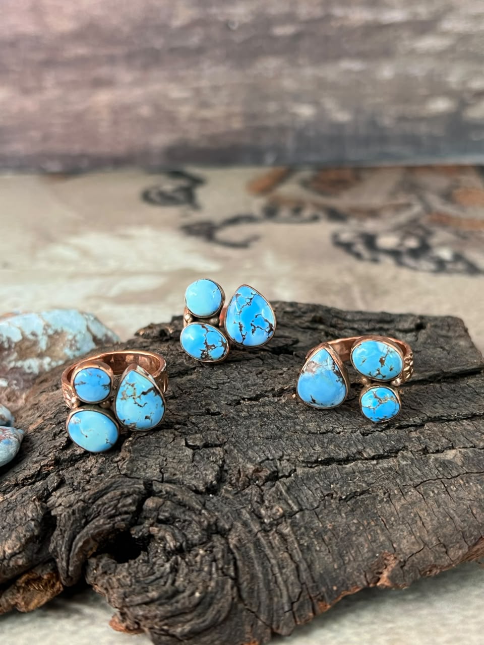 Handmade Golden Hills Turquoise Copper Collection: Adjustable Ring Signed Nizhoni