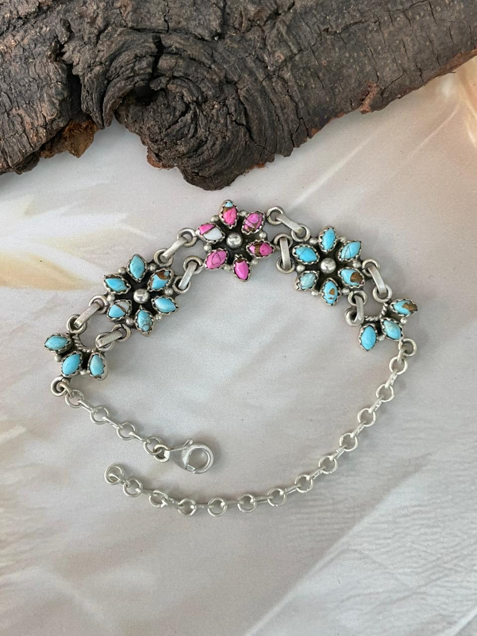 Handmade Sterling Silver Cotton Candy Bracelet "Signed Nizhoni"
