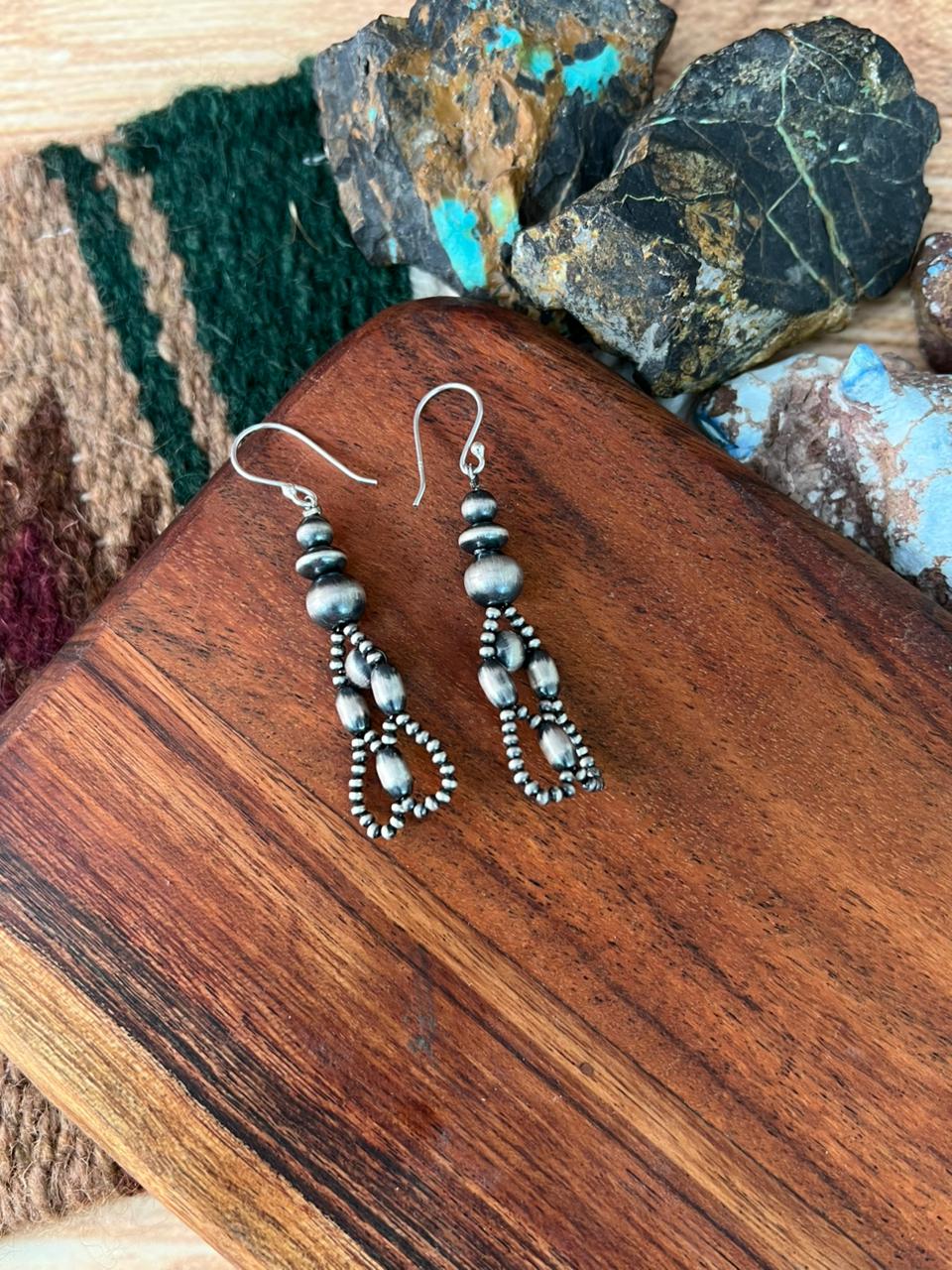 Handmade Sterling Silver Hook Dangle Beaded Earrings