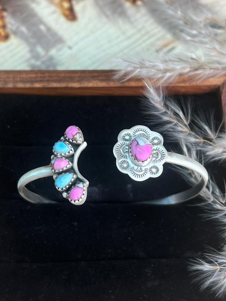 Handmade Sterling Silver Cotton Candy Cuff Bracelet "Signed Nizhoni"