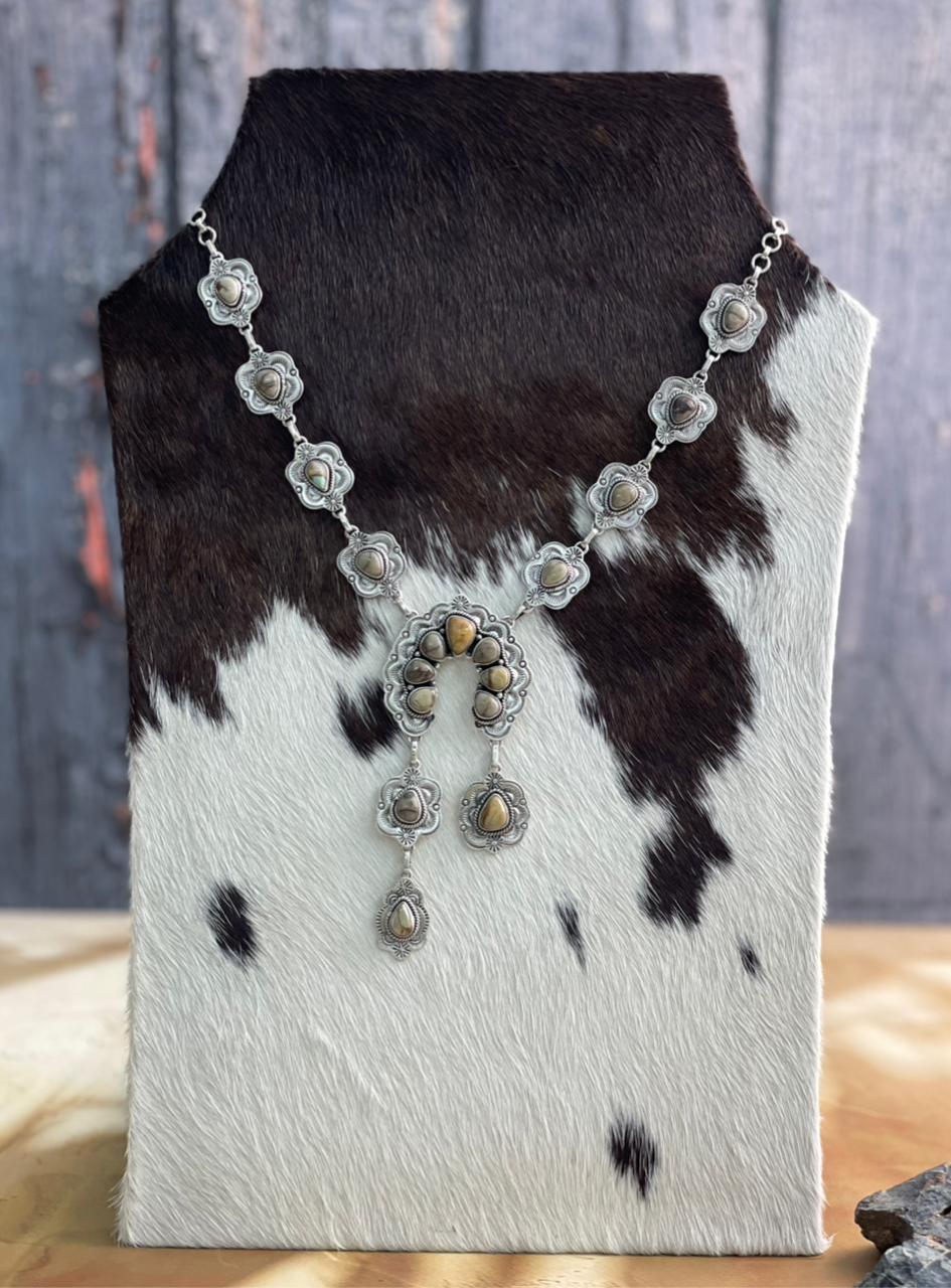 Handmade Sterling Silver Multi Stones Necklace "Signed Nizhoni"