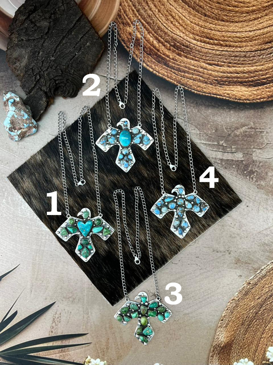 Handmade Sterling Silver Multi Stone Thunder Bird Necklace "Signed Nizhoni"