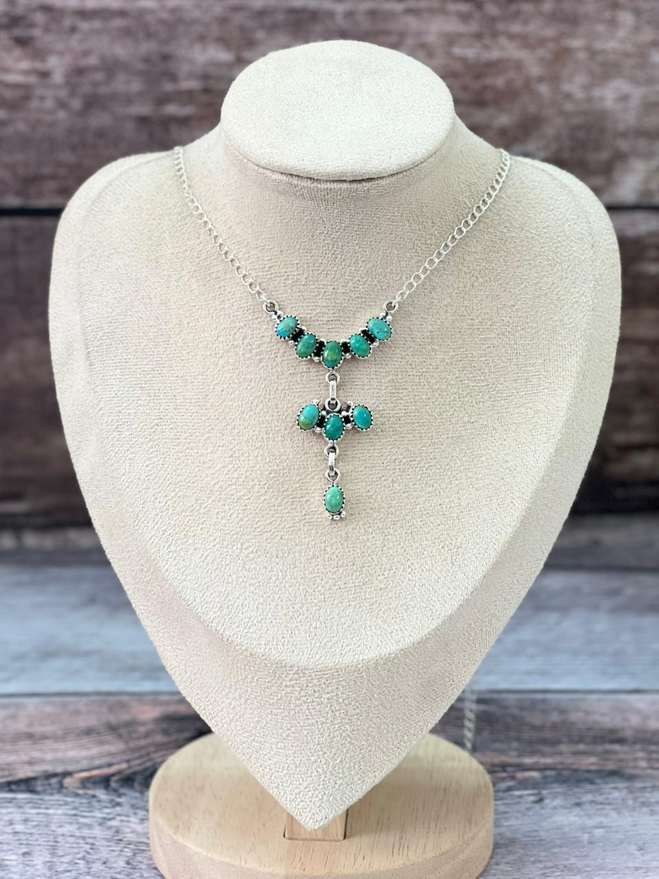 Handmade Sterling Silver Kingman Turquoise Necklace "Signed Nizhoni"