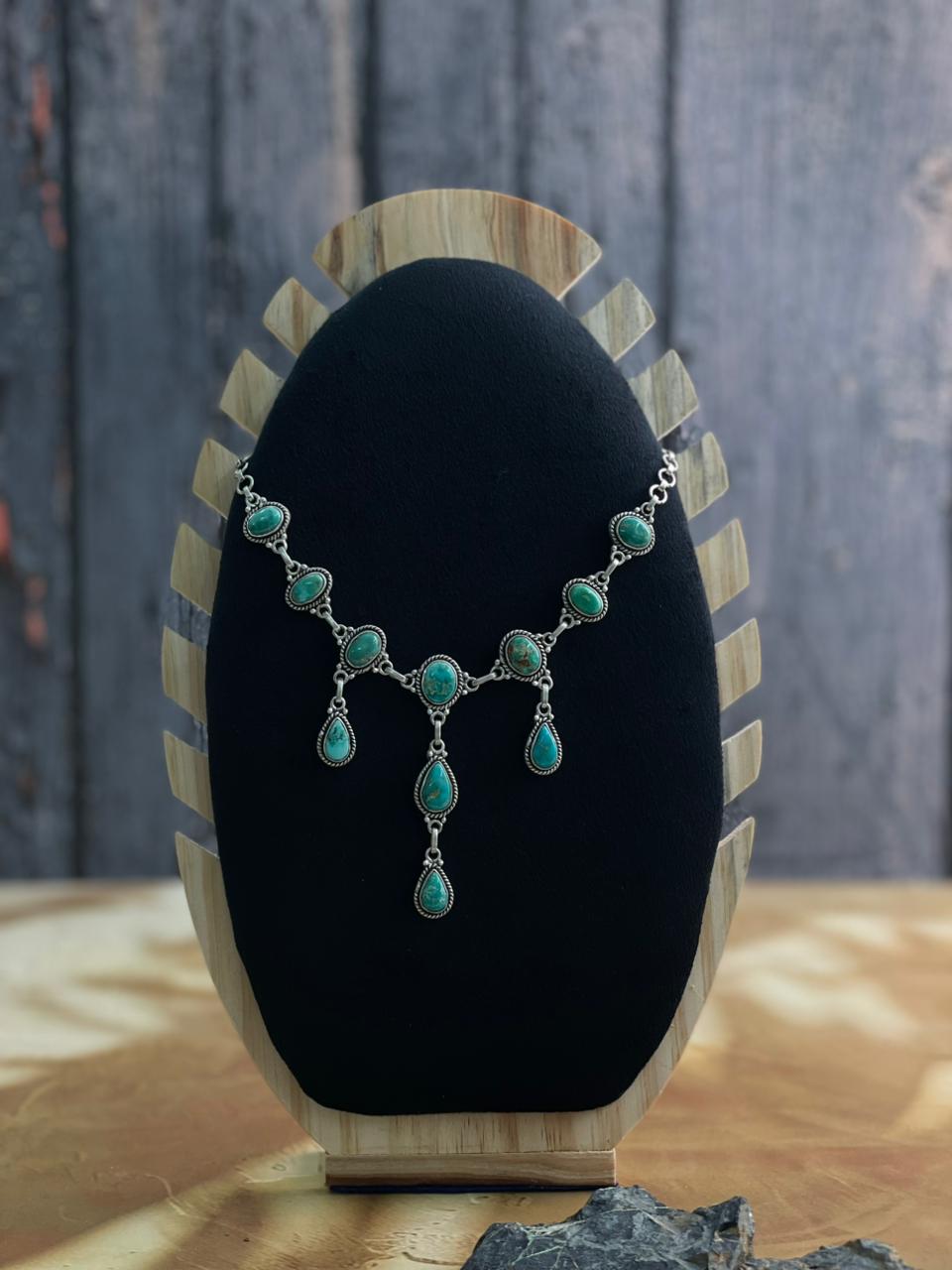 Handmade Sterling Silver Multi Stone Necklace "Signed Nizhoni"