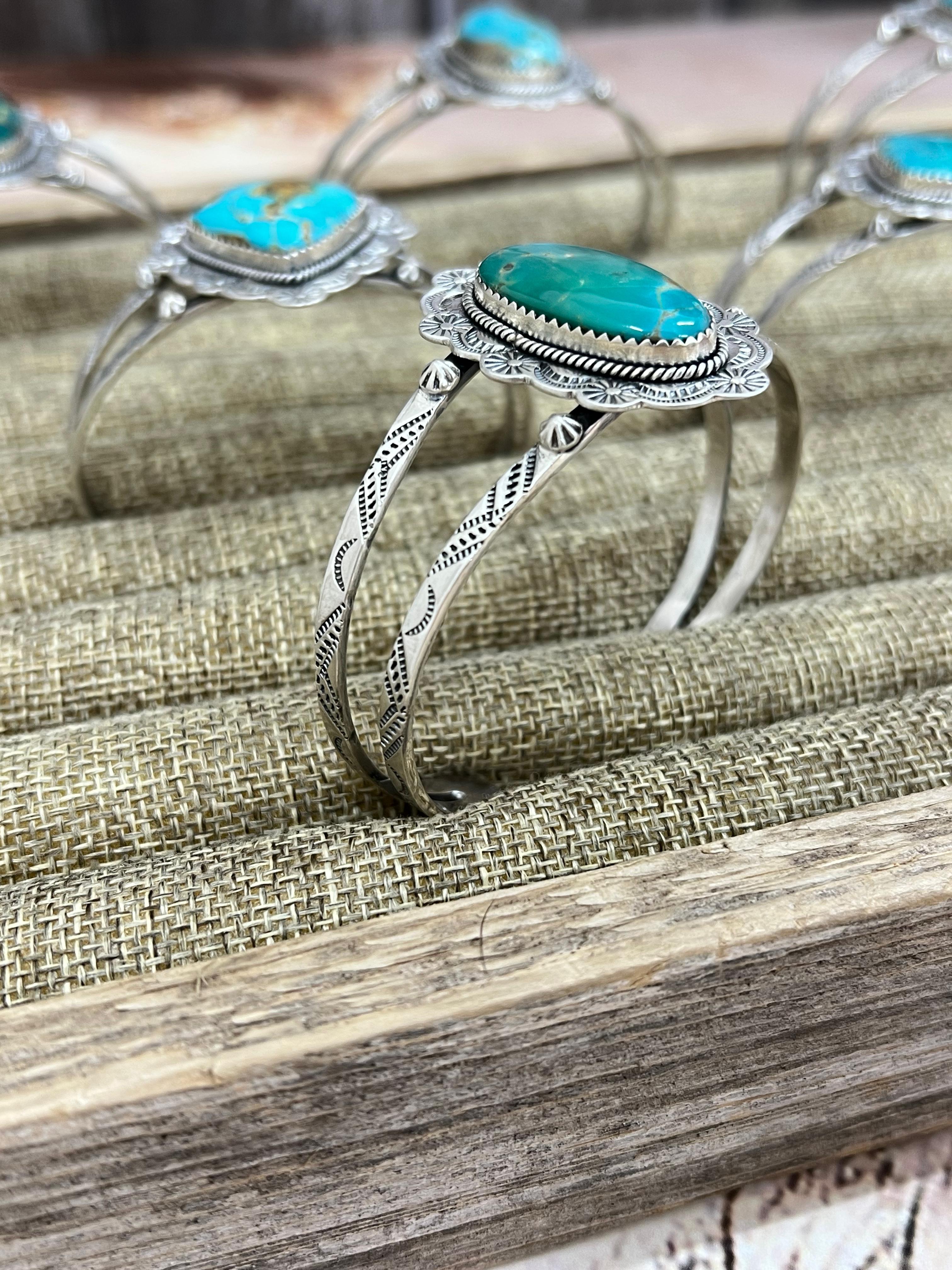 Handmade Sterling Silver Hardy Pit Cuff Bracelet with Signed Nizhoni