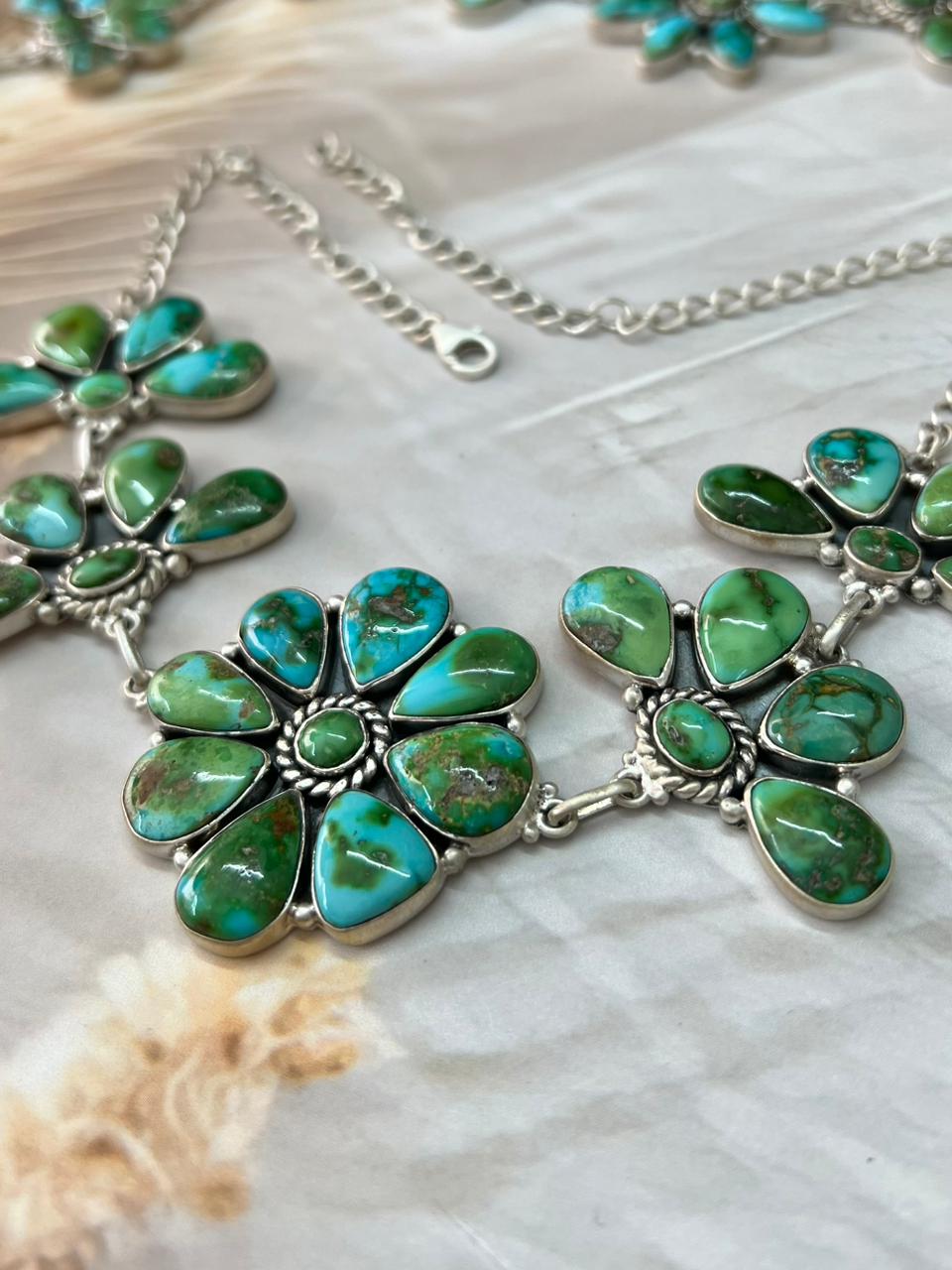 Handmade Sterling Silver Sonoran Mountain Turquoise Necklace "Signed Nizhoni"