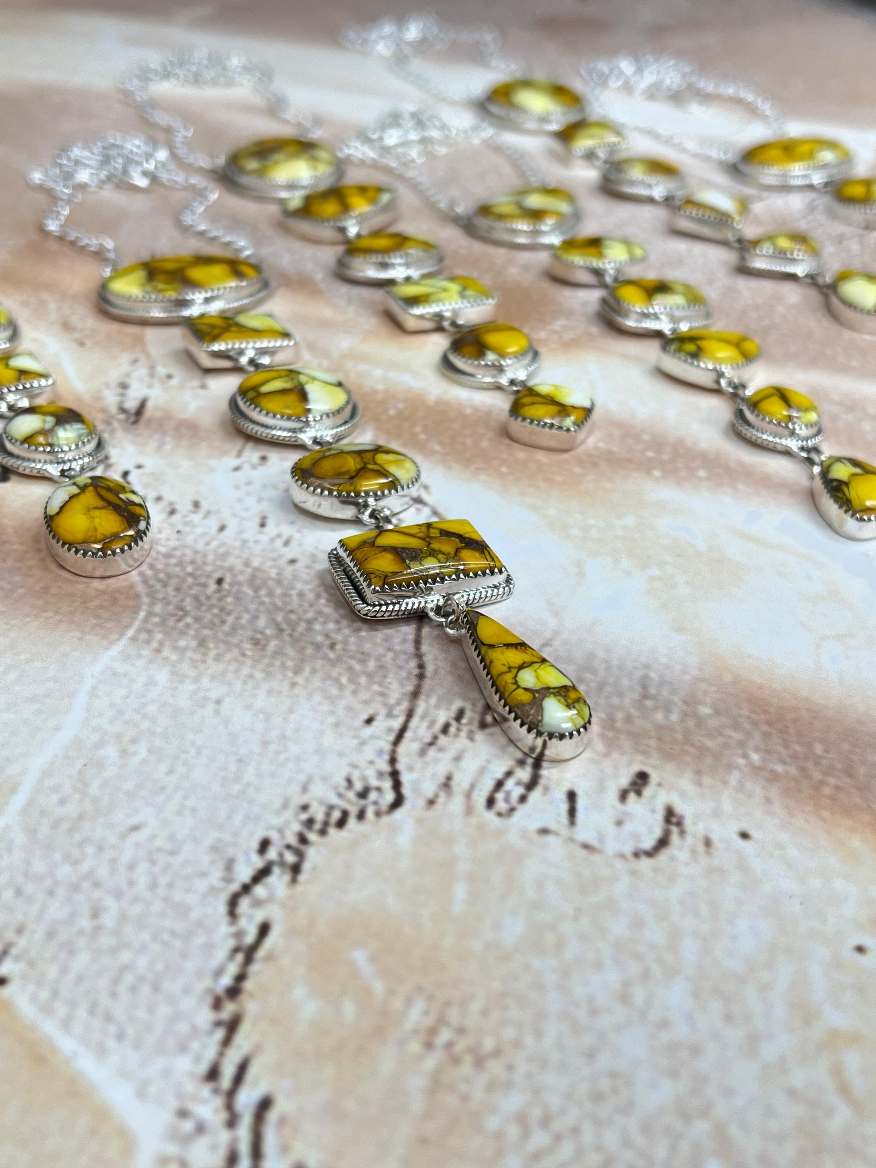 Handmade Sterling Silver Honey Dahlia Necklace with Signed Nizhoni