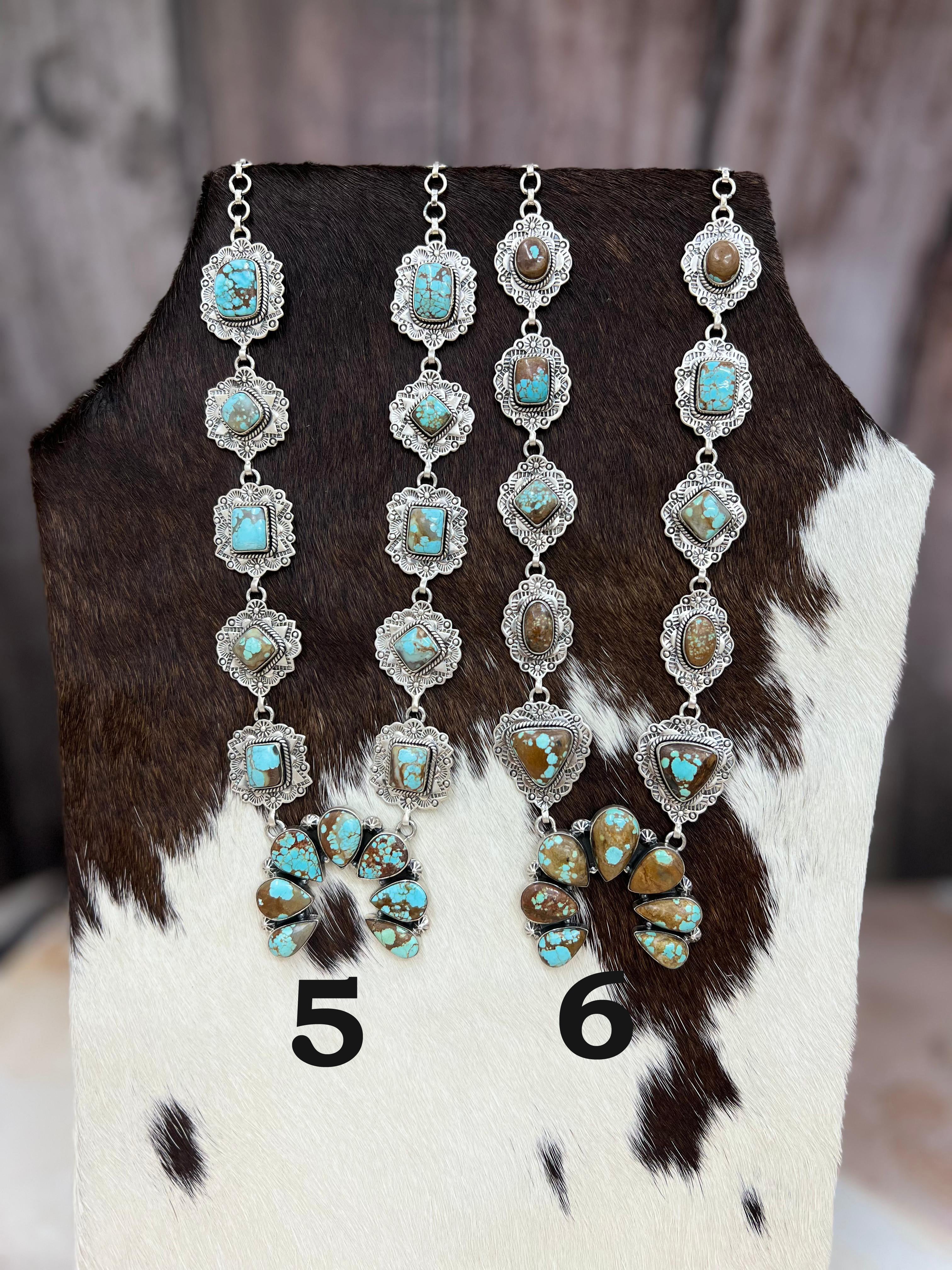 Handmade Sterling Silver Number 8 Turquoise Naja Necklace Signed Nizhoni