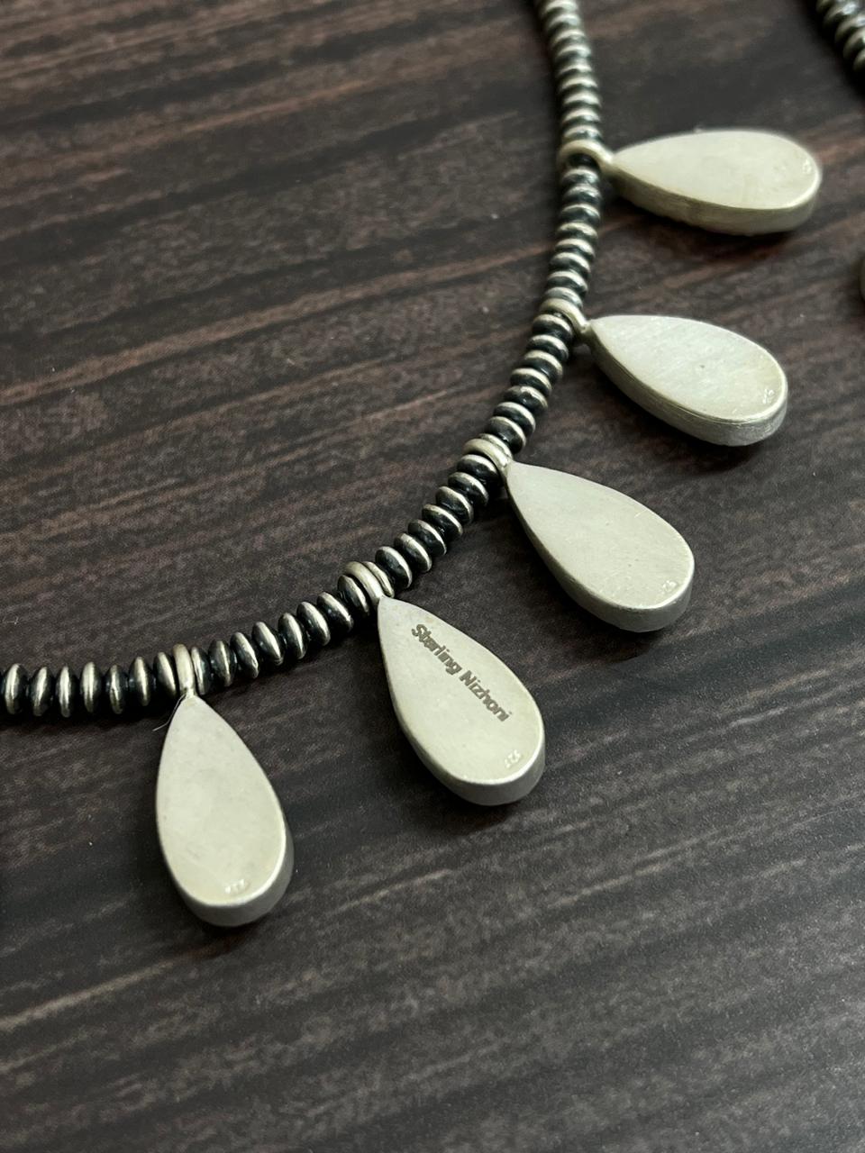 Handmade Sterling Silver Multi Stone Beaded Necklace with Signed Nizhoni