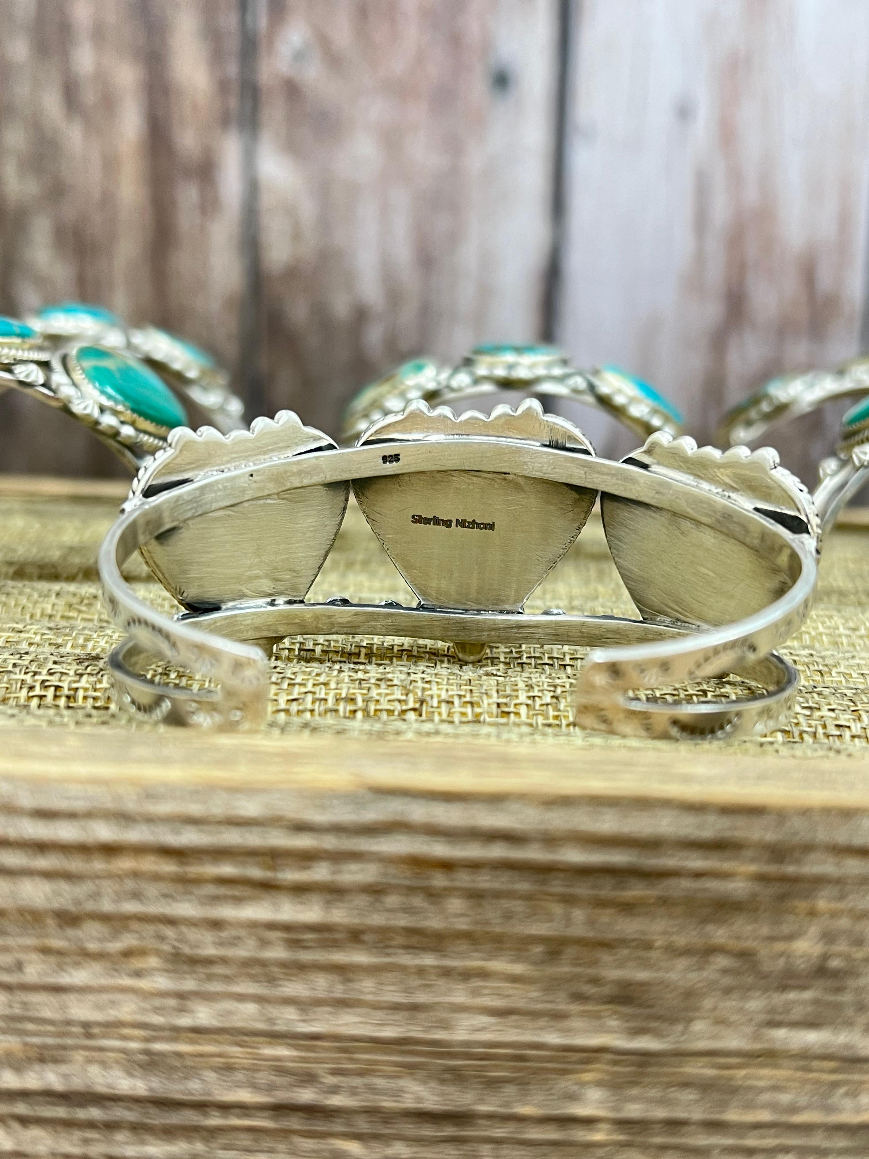 Handmade Sterling Silver Hardy Pit Cuff Bracelet with Signed Nizhoni