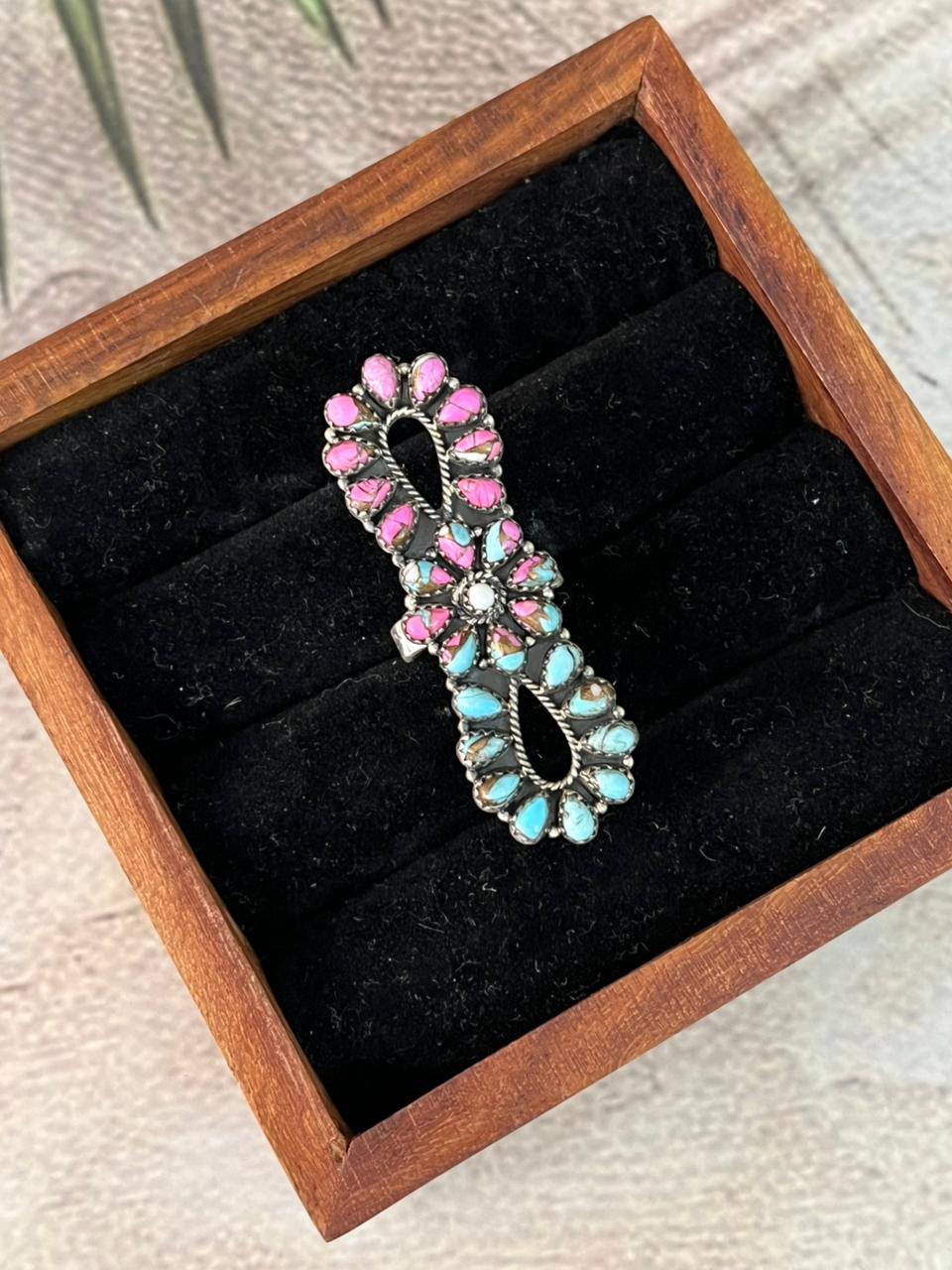 Handmade Sterling Silver Cotton Candy Adjustable Ring "Signed Nizhoni" (9)