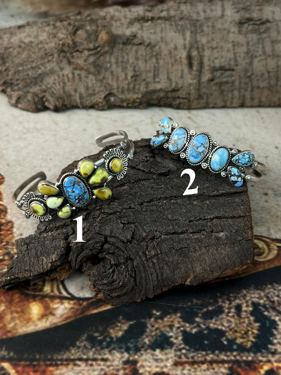 Handmade Sterling Silver Golden Hills with Palomino Turquoise Cuff Bracelet Signed Nizhoni