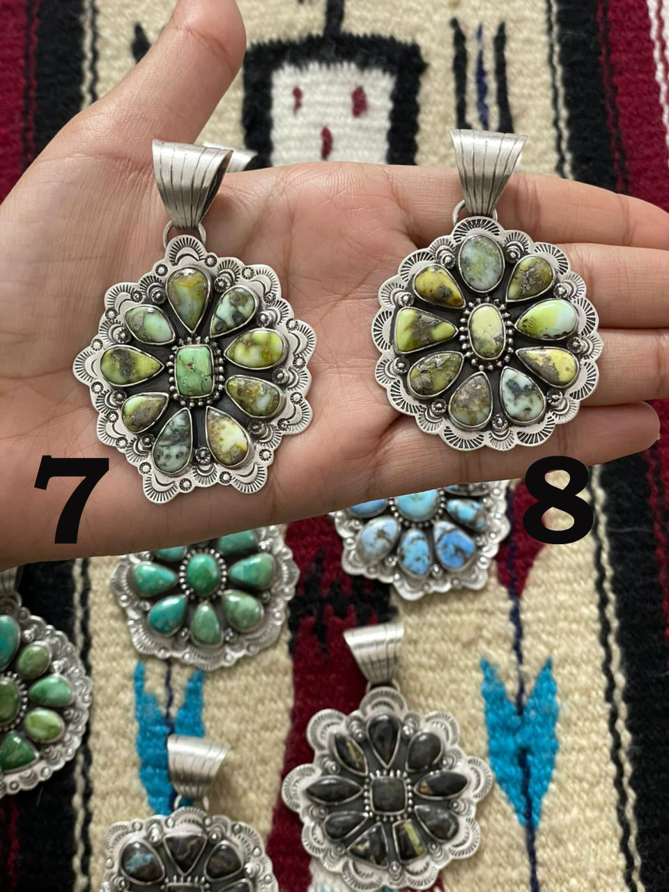 Handmade Sterling Silver Multi Stone Pendant "Signed Nizhoni"