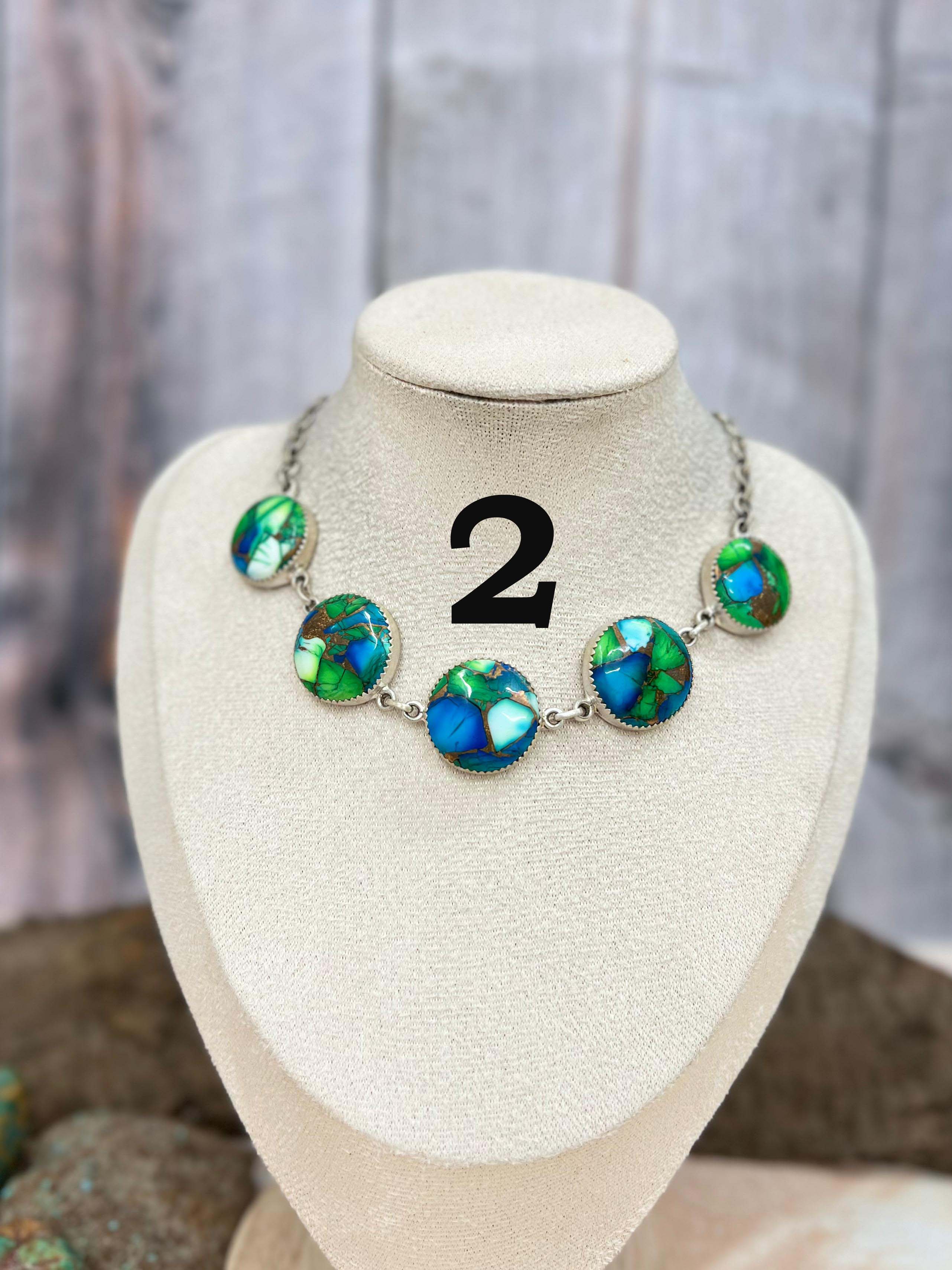 Handmade Sterling Silver Peacock Dahlia Necklace with Signed Nizhoni